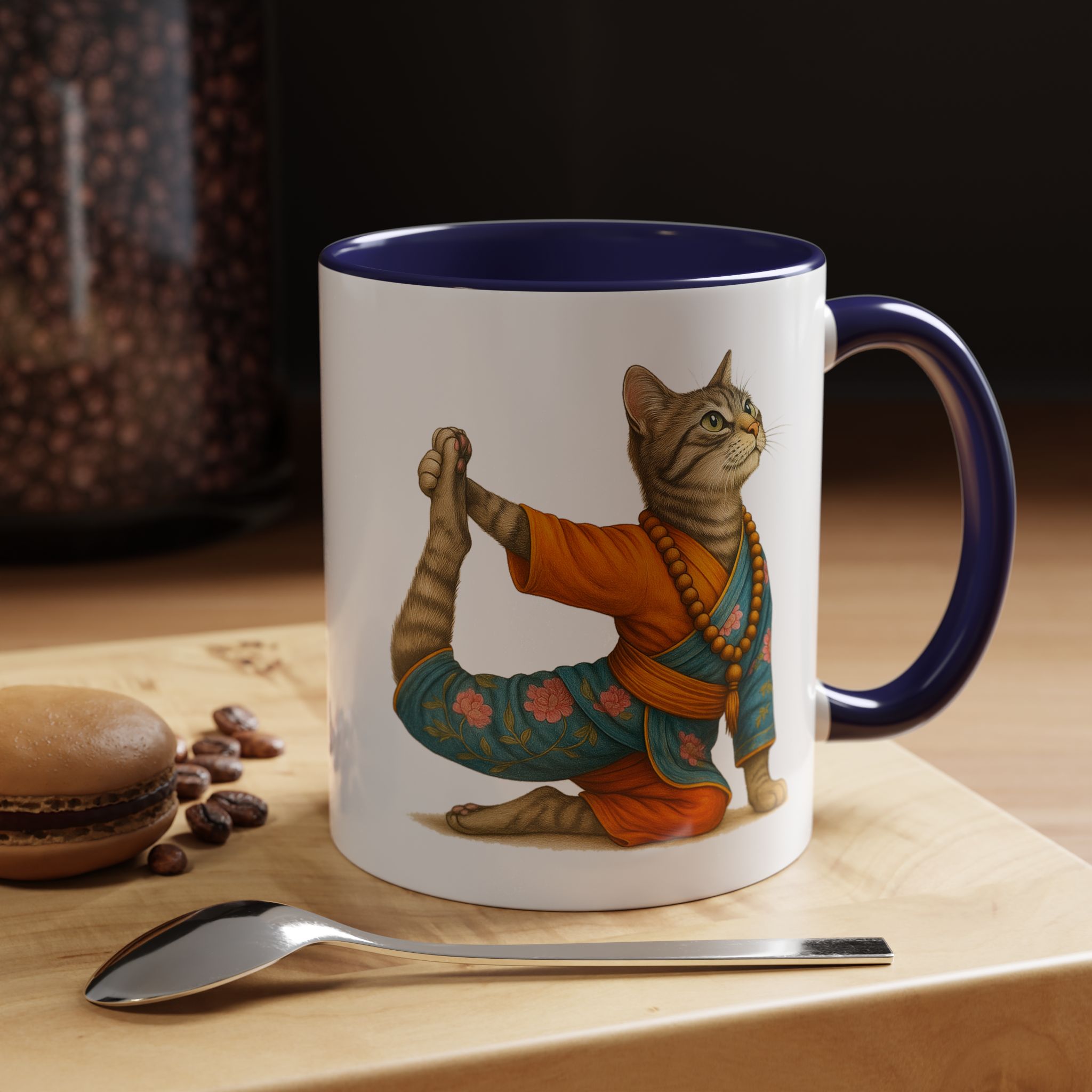 Tea mug Cat lover coffee cup cool gift for her office Mug yoga accessory kitten meditation pet mindfulness print - Image 7