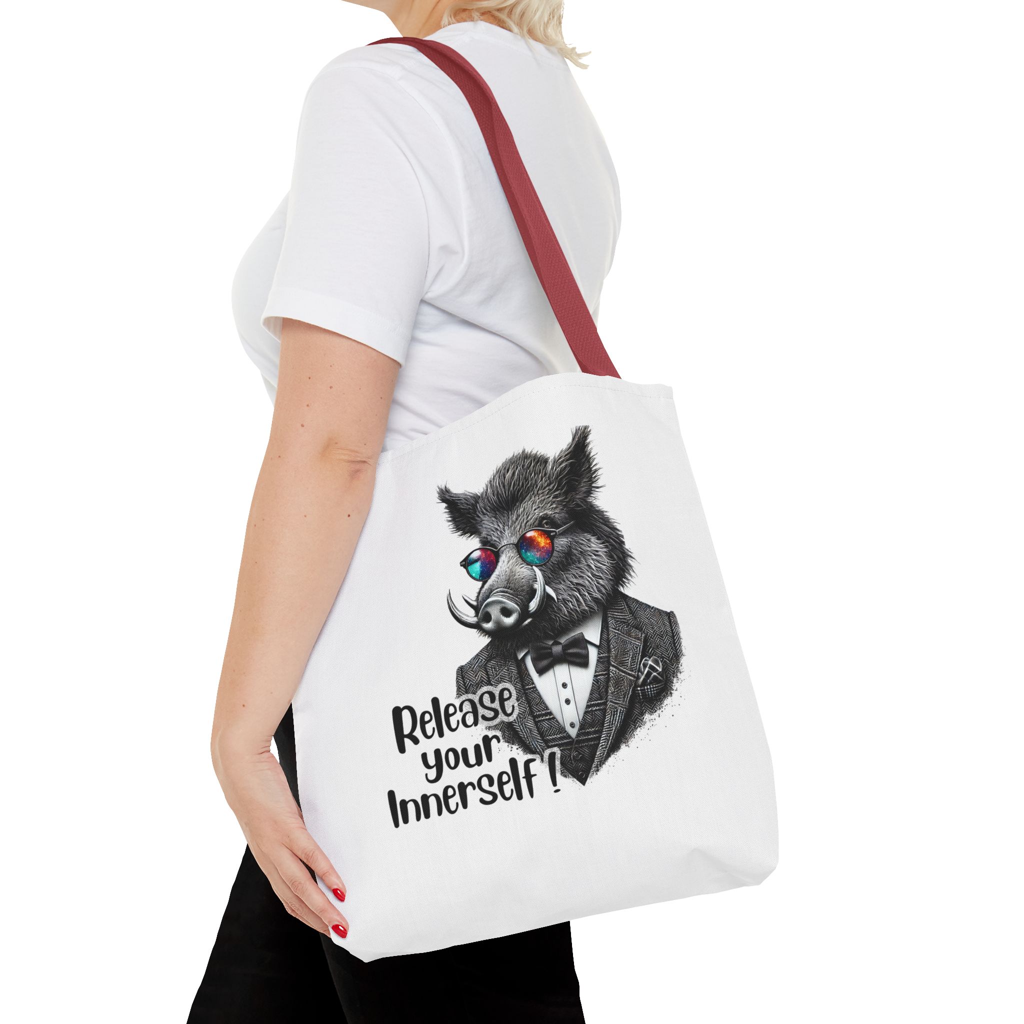 Canvas tote bag Motivational shoulder bag boar cute tote bag funny shoulder bag self confidence cool vintage bag – Image 10