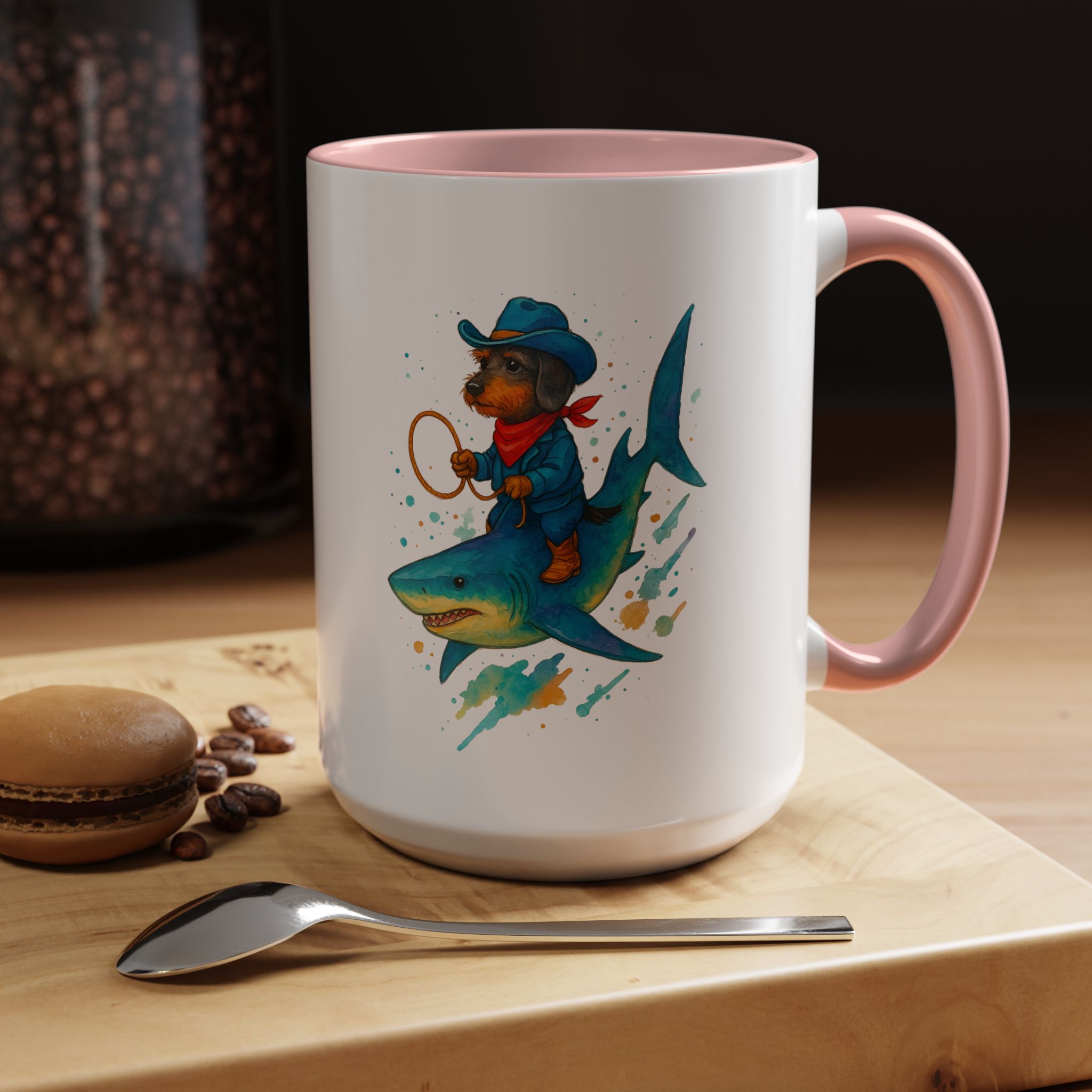 Funny Mug coffee lover Cowboy gift for him tea cup unique riding a shark mug office accessory shark design cowboy - Image 31