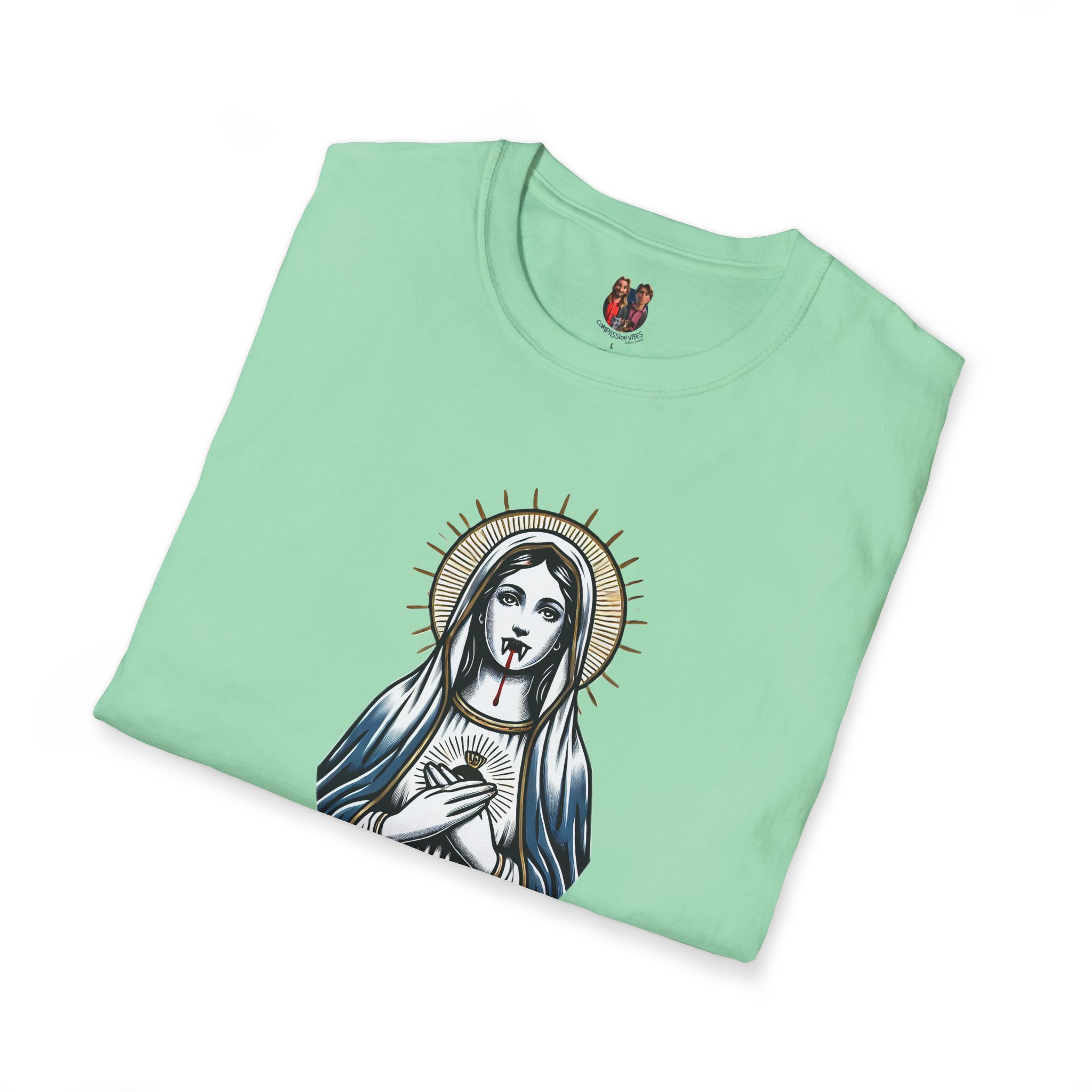 Ironic Tshirt vampire graphic tee virgin mary sarcastic clothing gift satirical print cool apparel comfy outfit comfort colors shirt - Image 13