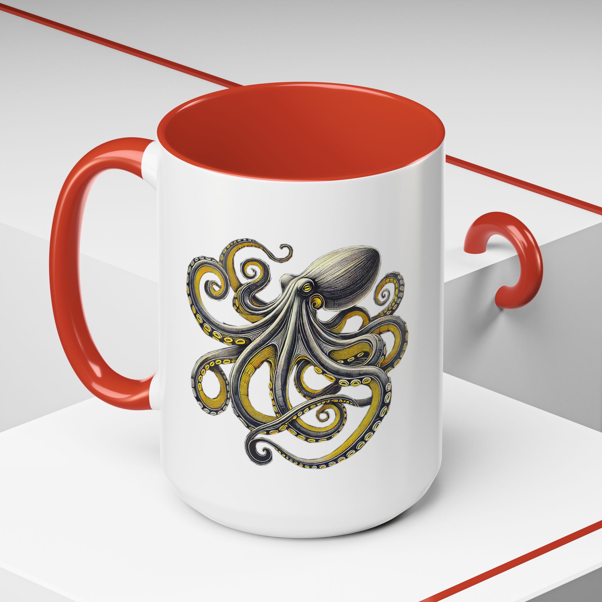 Coffee mug octopus calligraphy gift for her tea cup japan lover unique mug office accessory boho design – Image 32