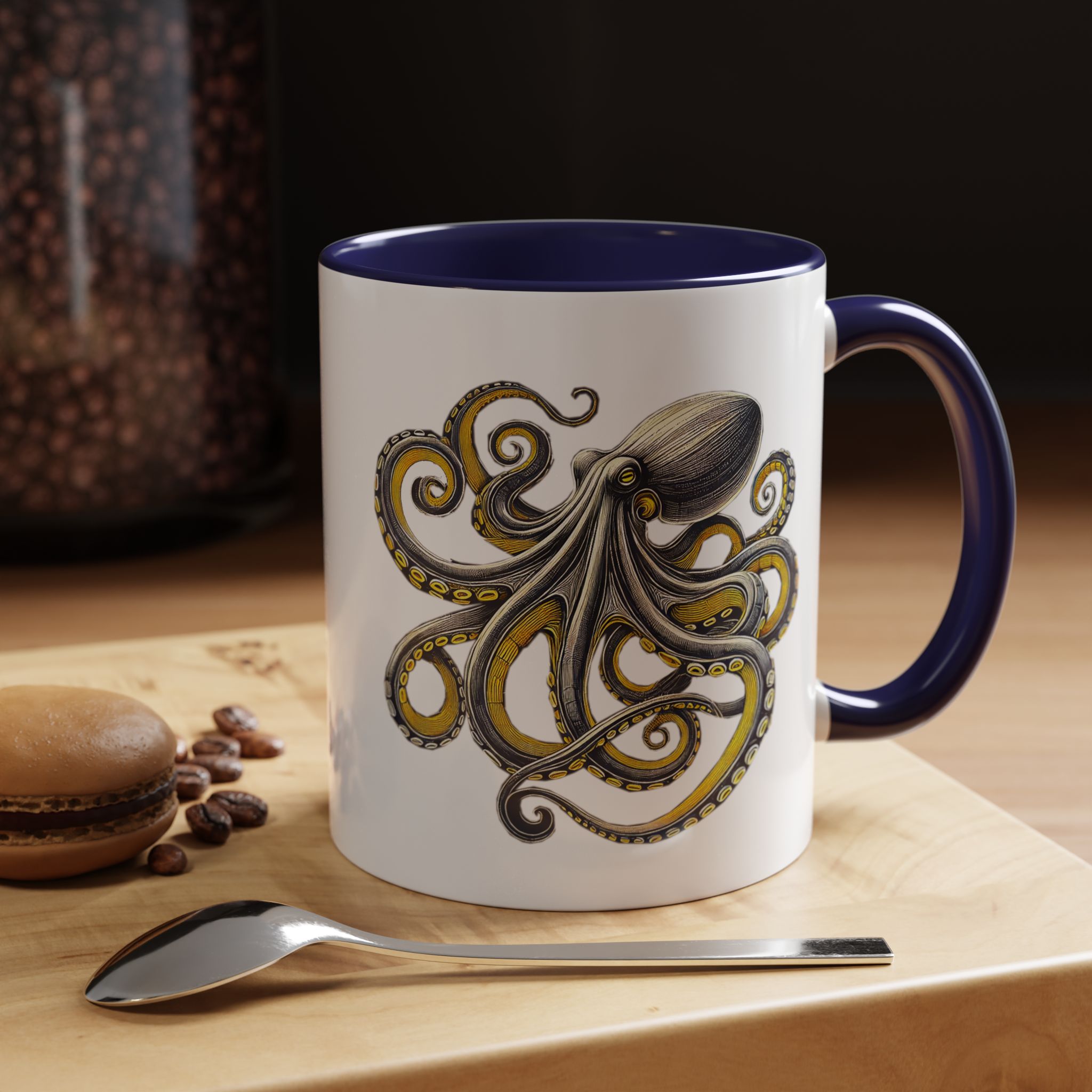Coffee mug octopus calligraphy gift for her tea cup japan lover unique mug office accessory boho design – Image 7