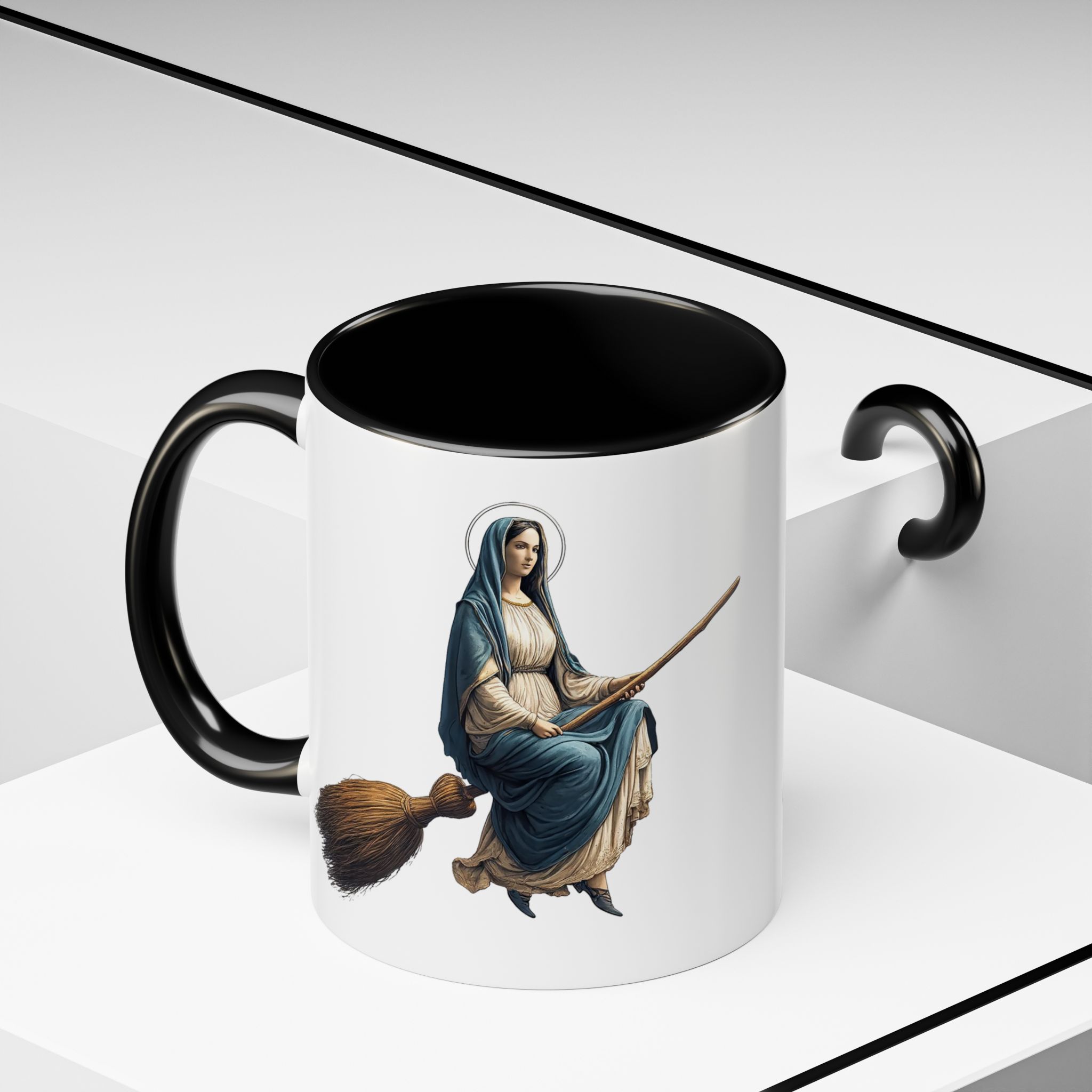 Funny Mug coffee lover gift for her Virgin Mary witch broom Sarcastic mug office accessory tea cup religious design unique - Image 8