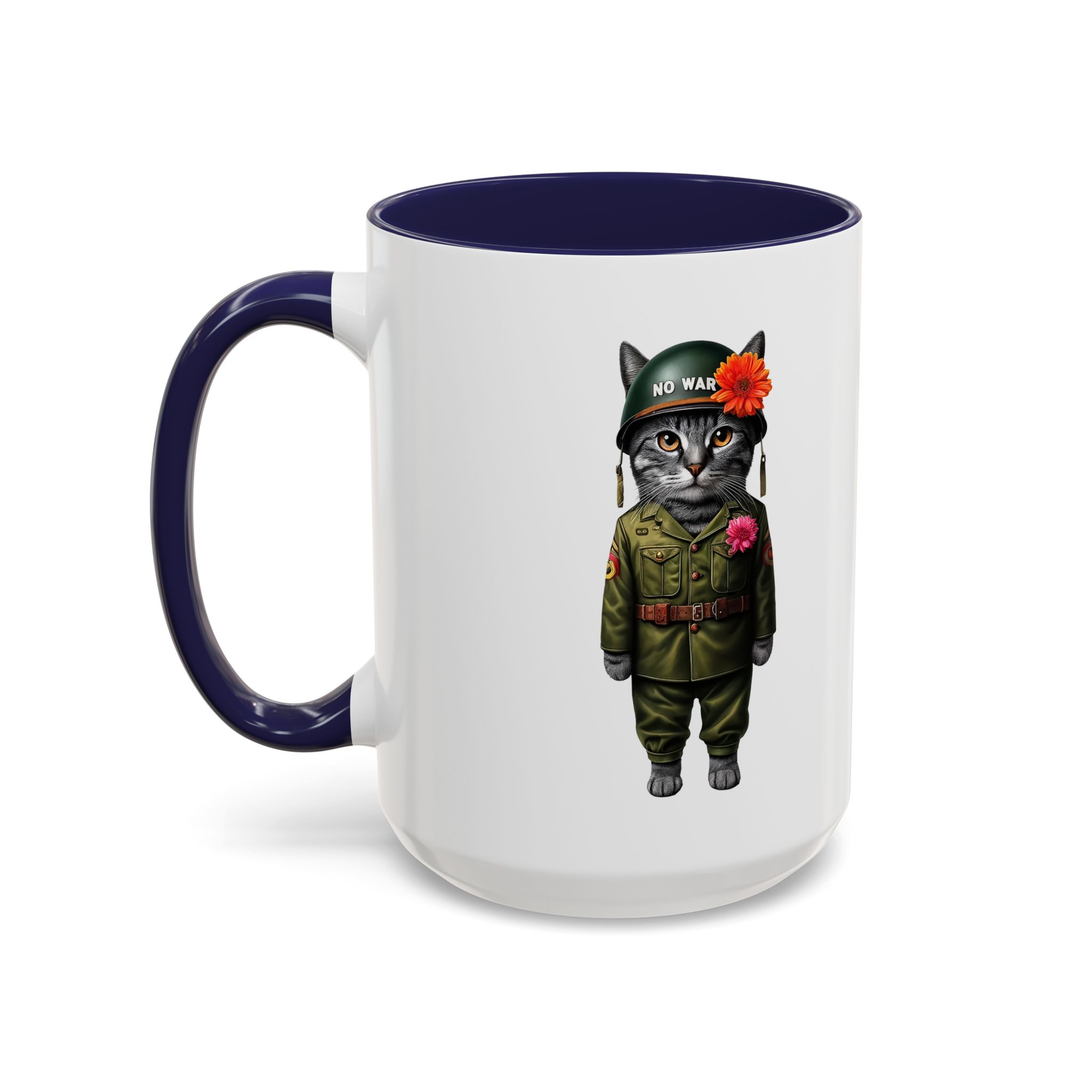 Coffee Mug Peace & Love funny cup tea cat lover office mug unique boho accessory pet gift for her kitten design - Image 22