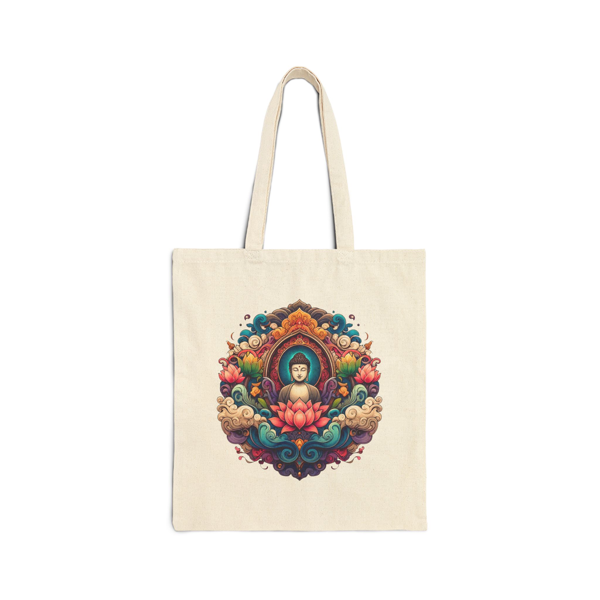 Yoga gift Canvas tote bag buddha shoulder bag meditation handbag vintage mindfulness handbag