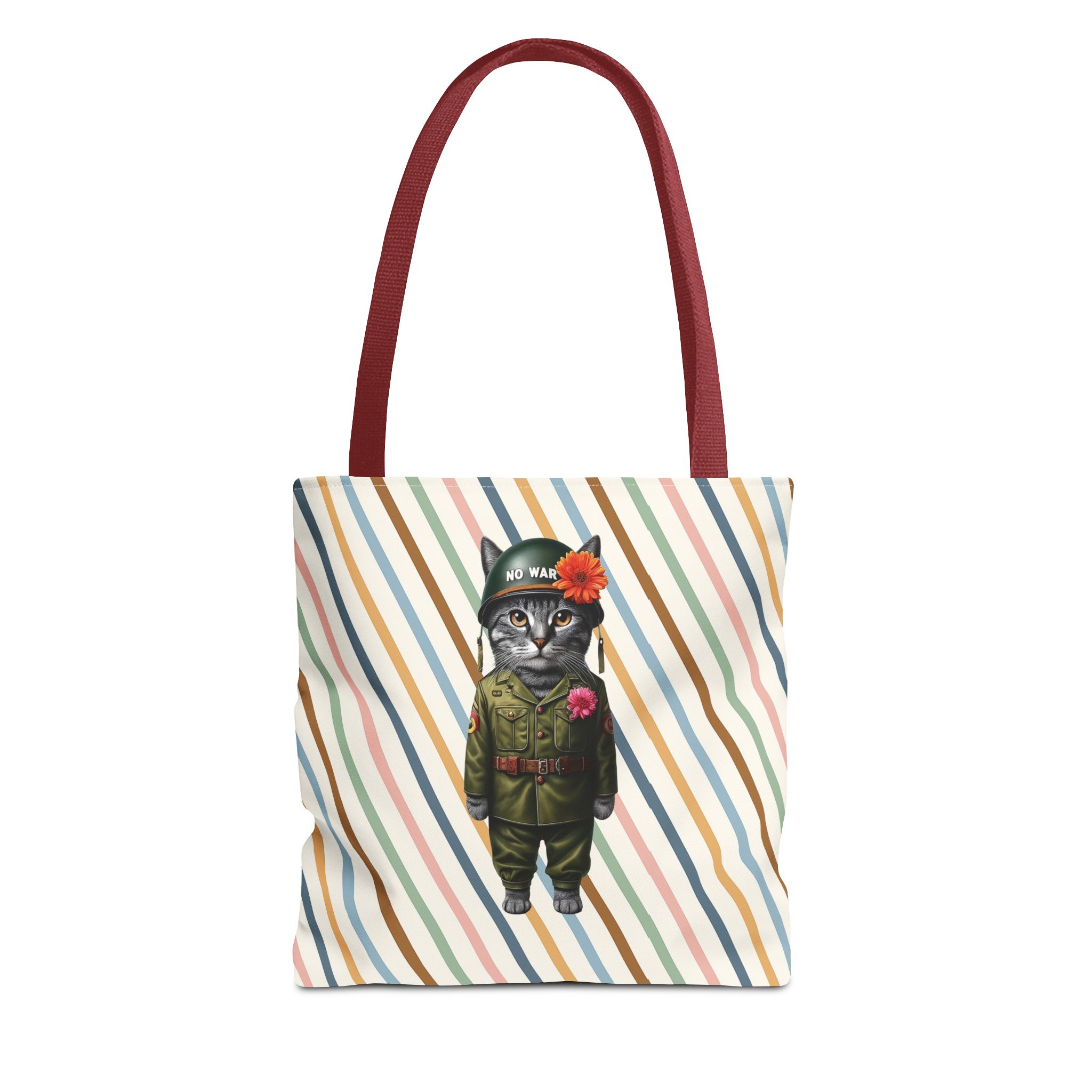 Funny Tote bag Cat Shoulder bag peace & love for peace pet lovers cute tote bag – Image 7