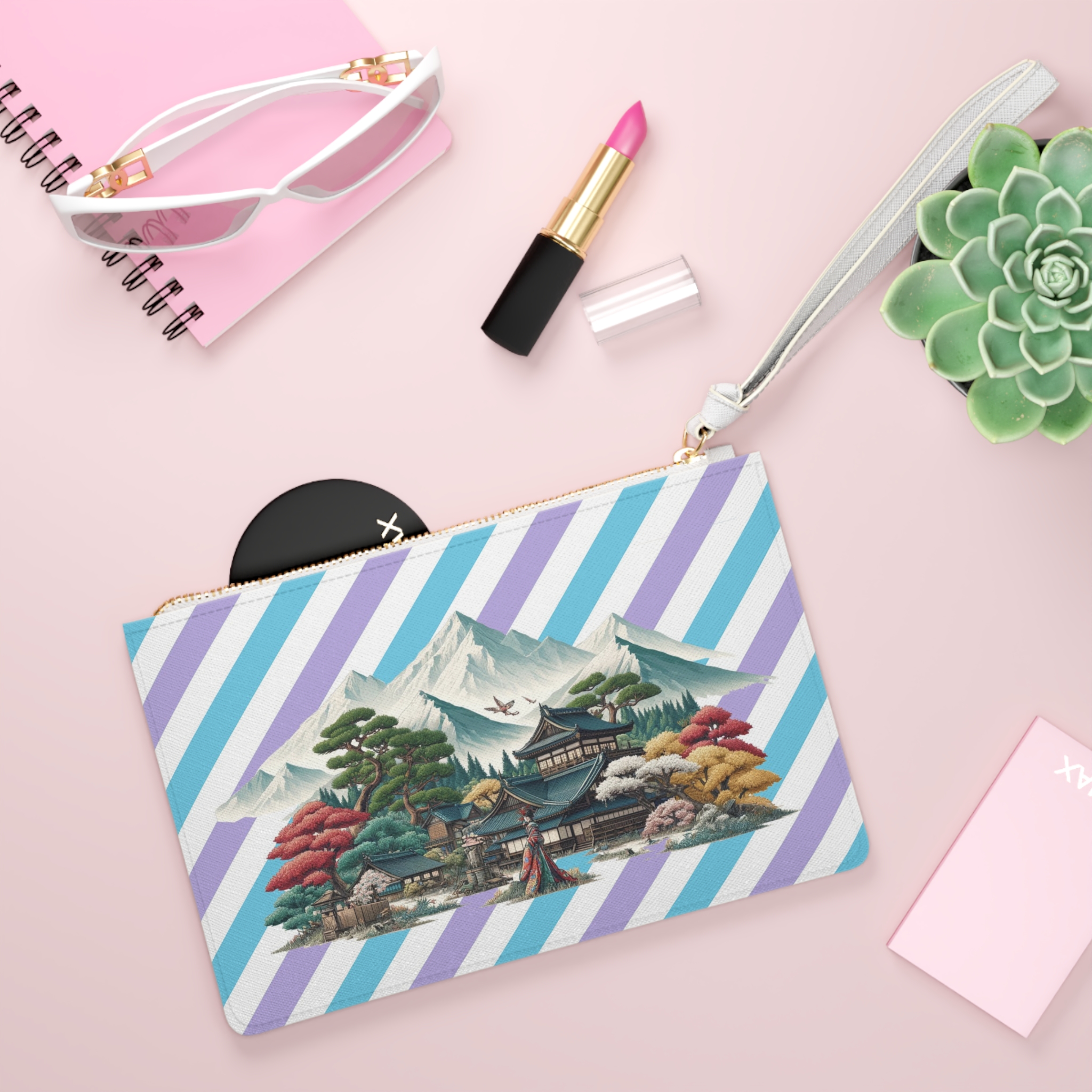 Japan purse boho clutch bag Japanese village boho Bag vintage evening bag cool clothing gift purse hipster Handbag – Image 2