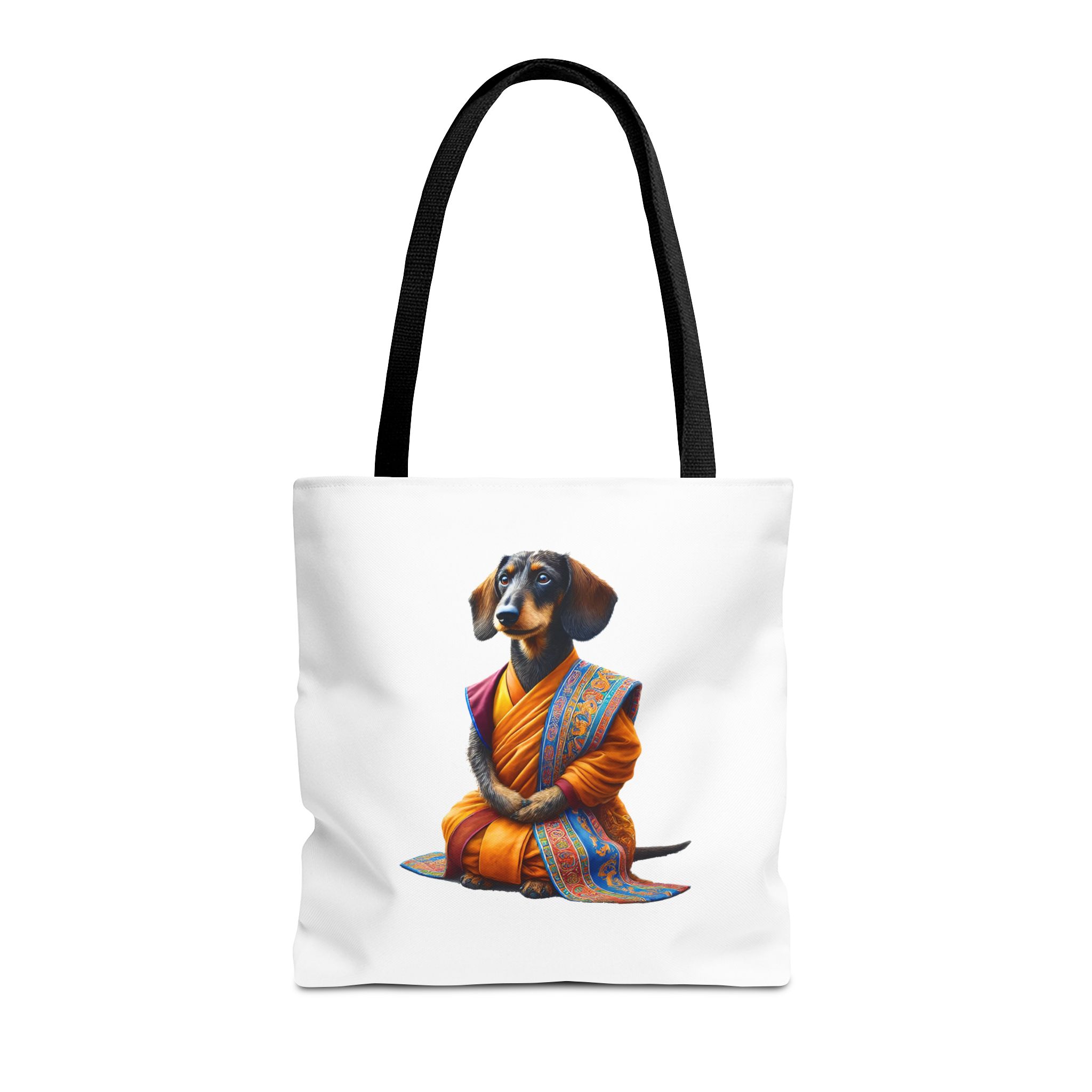 Meditation canvas tote bag Dog cute tote bag mindfulness design Dog funny gift colourful shoulder bag puppy purse – Image 3