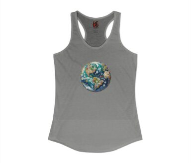 Gray Tank Top with Earth Design