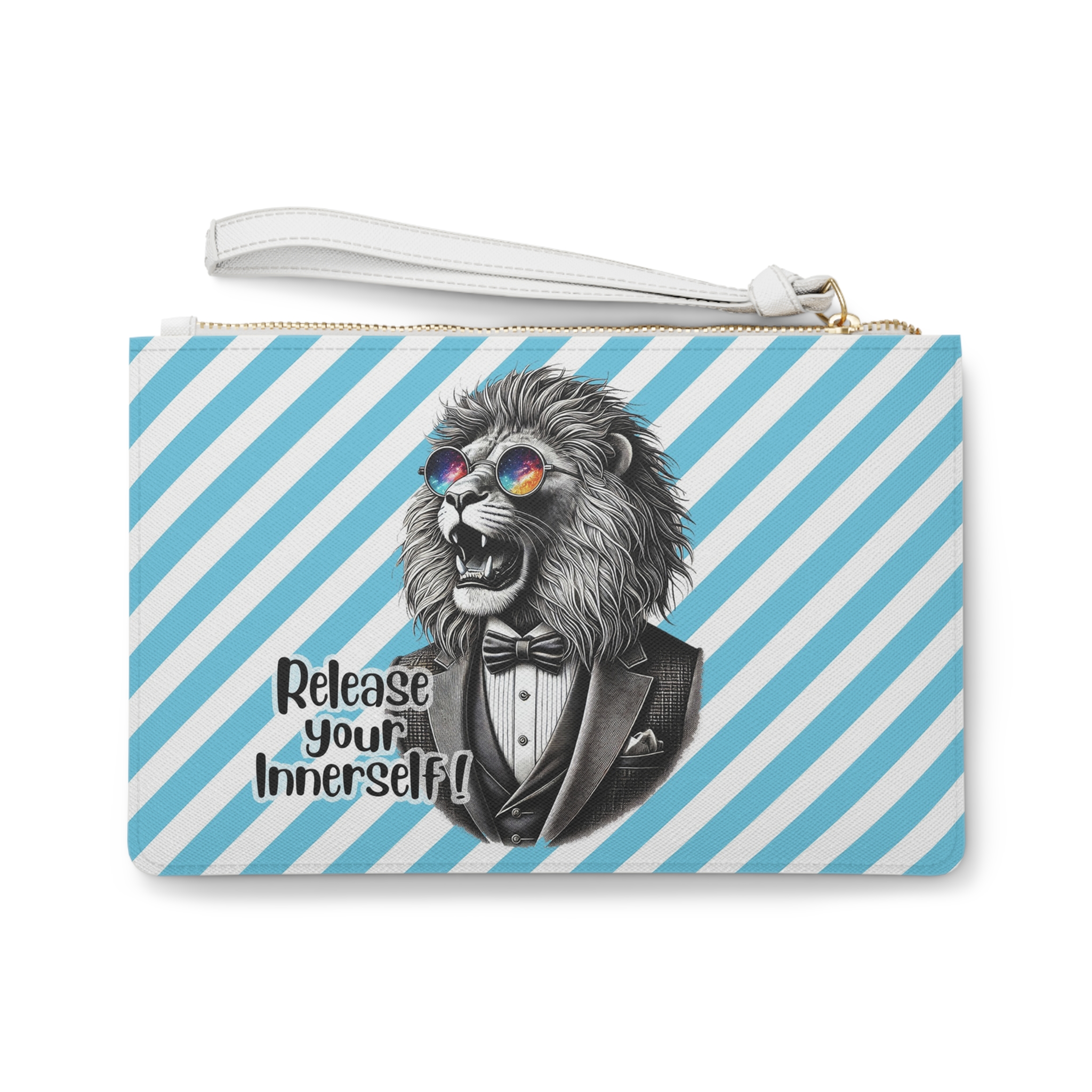Clutch bag Funny clutch bag motivational purse Lion design cool vintage bag for self confidence evening bag – Image 2