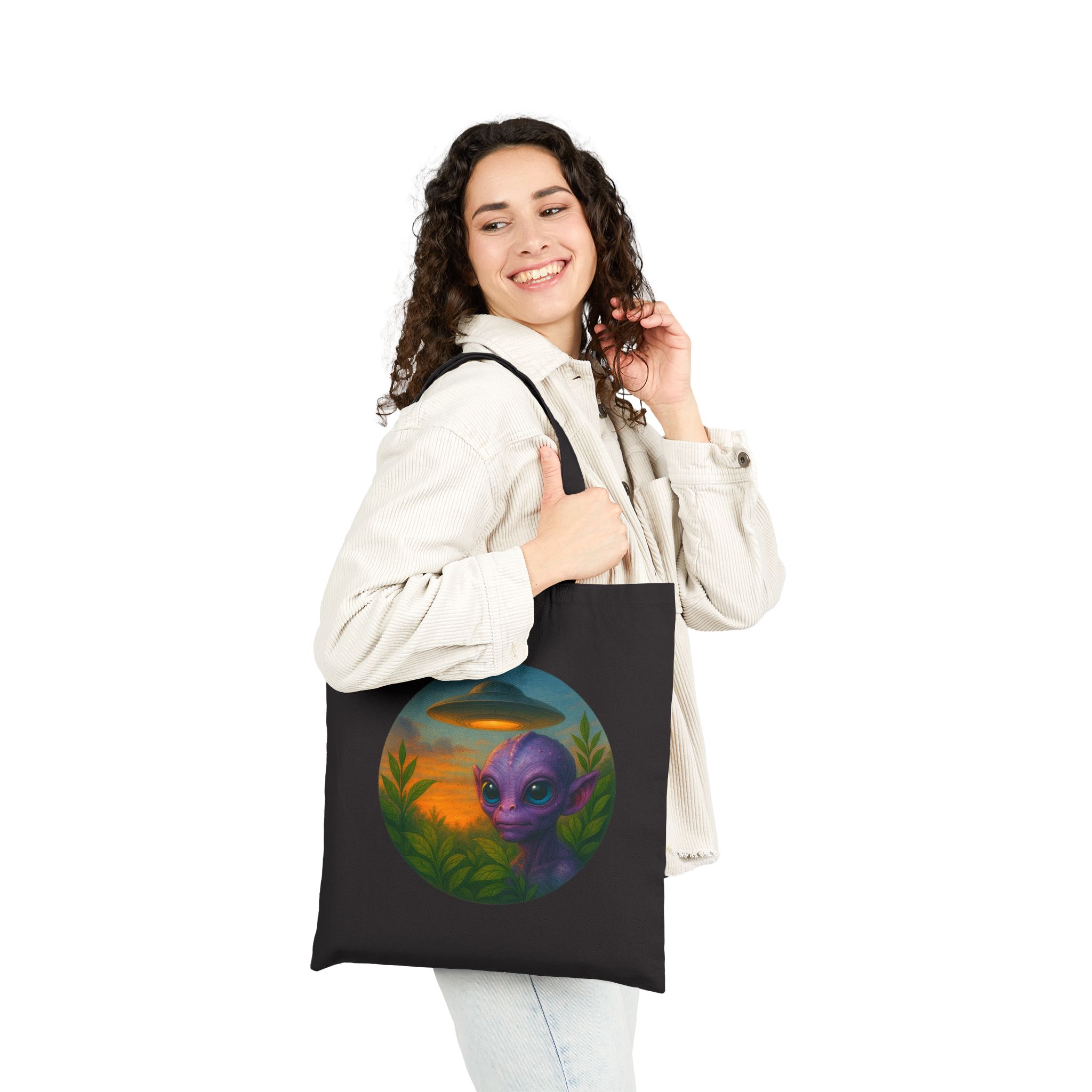 Alien shopping tote bag alien extraterrestrial whale fantasy funny retro cosmic vintage tote - Image 7