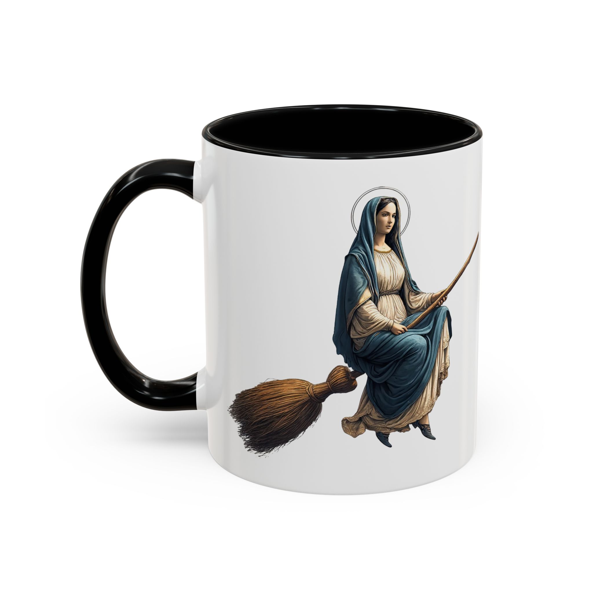 Funny Mug coffee lover gift for her Virgin Mary witch broom Sarcastic mug office accessory tea cup religious design unique - Image 6