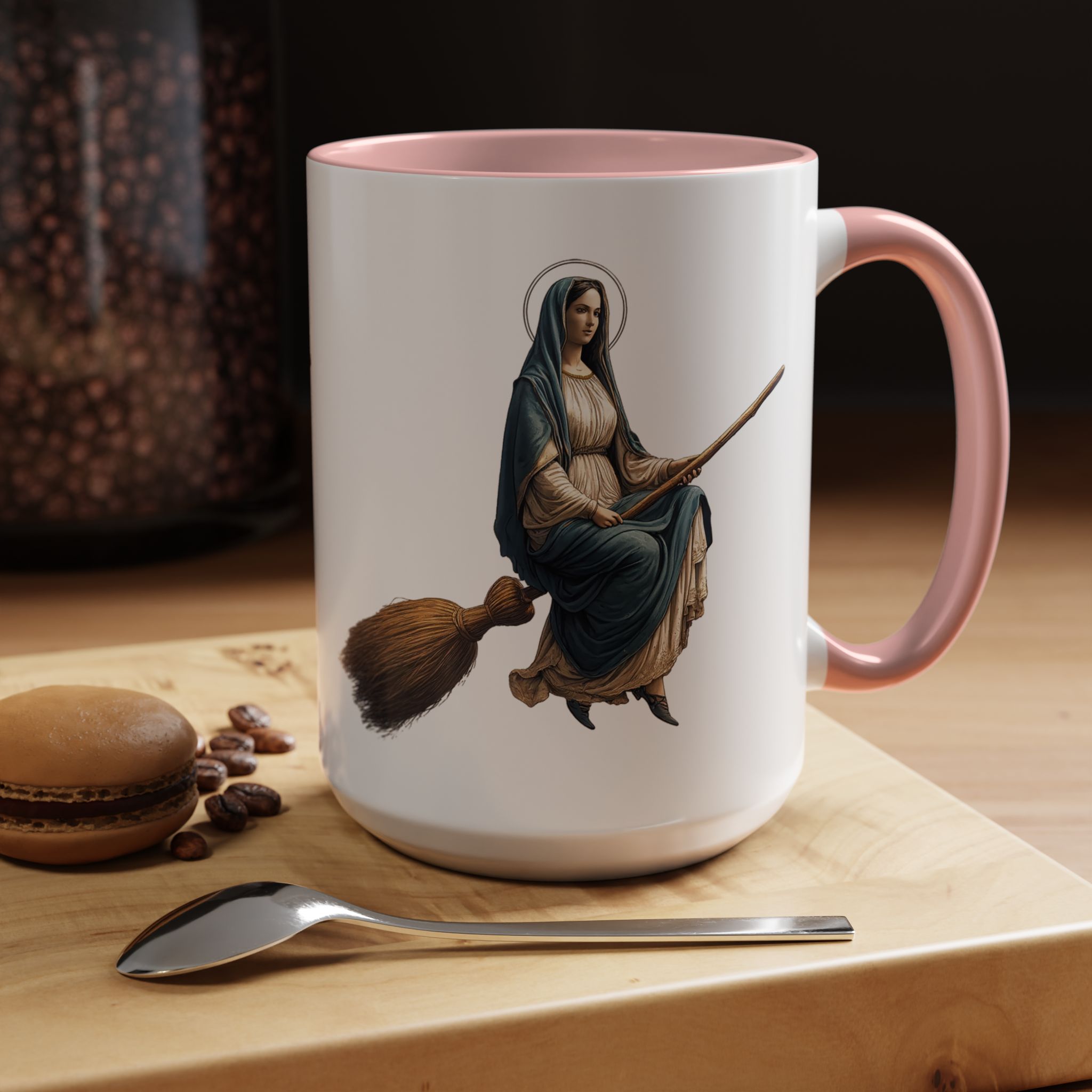 Funny Mug coffee lover gift for her Virgin Mary witch broom Sarcastic mug office accessory tea cup religious design unique - Image 31