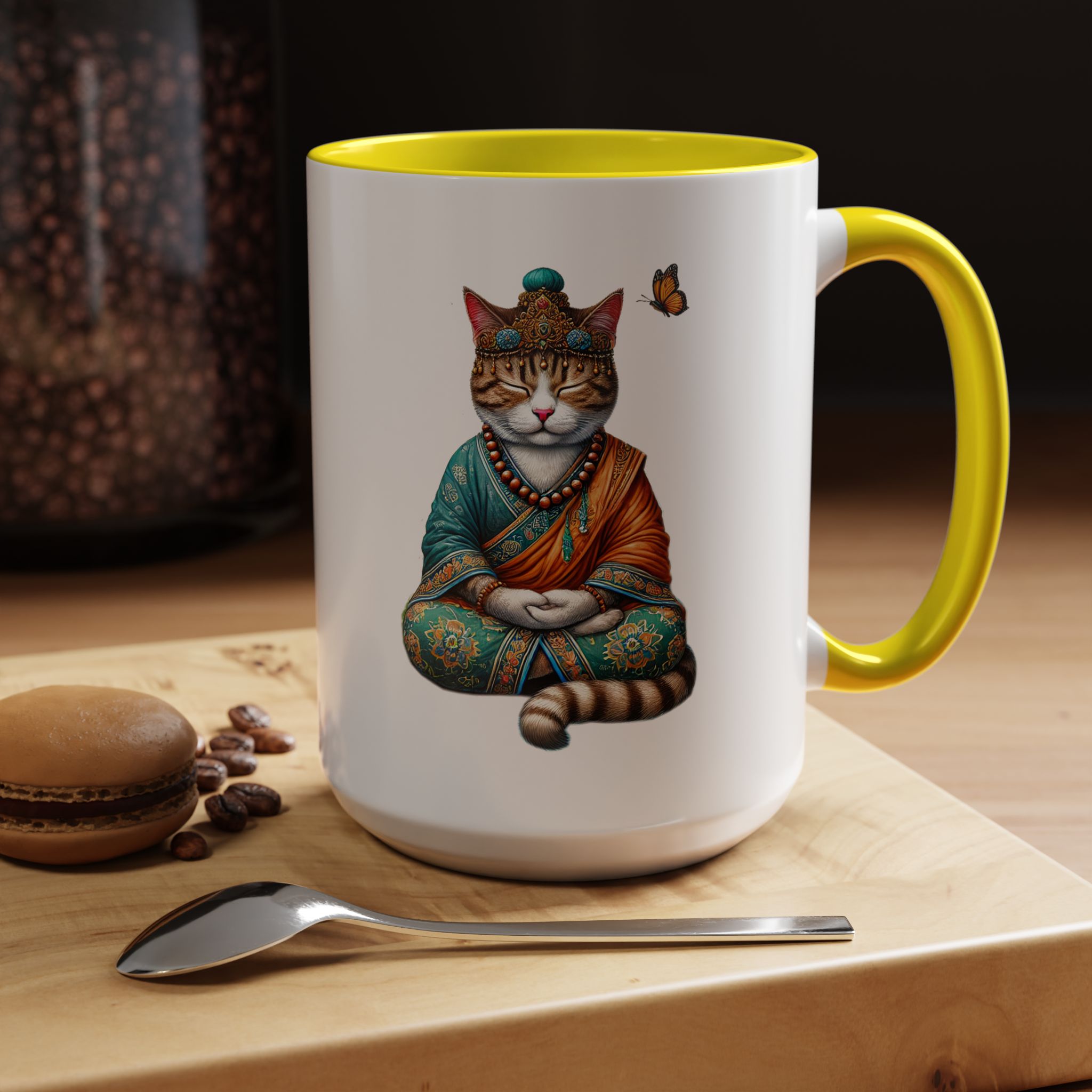 Coffee Mug meditation unique Mug cat lover tea cup yoga gift for her mindfulness accessory pet design – Image 63