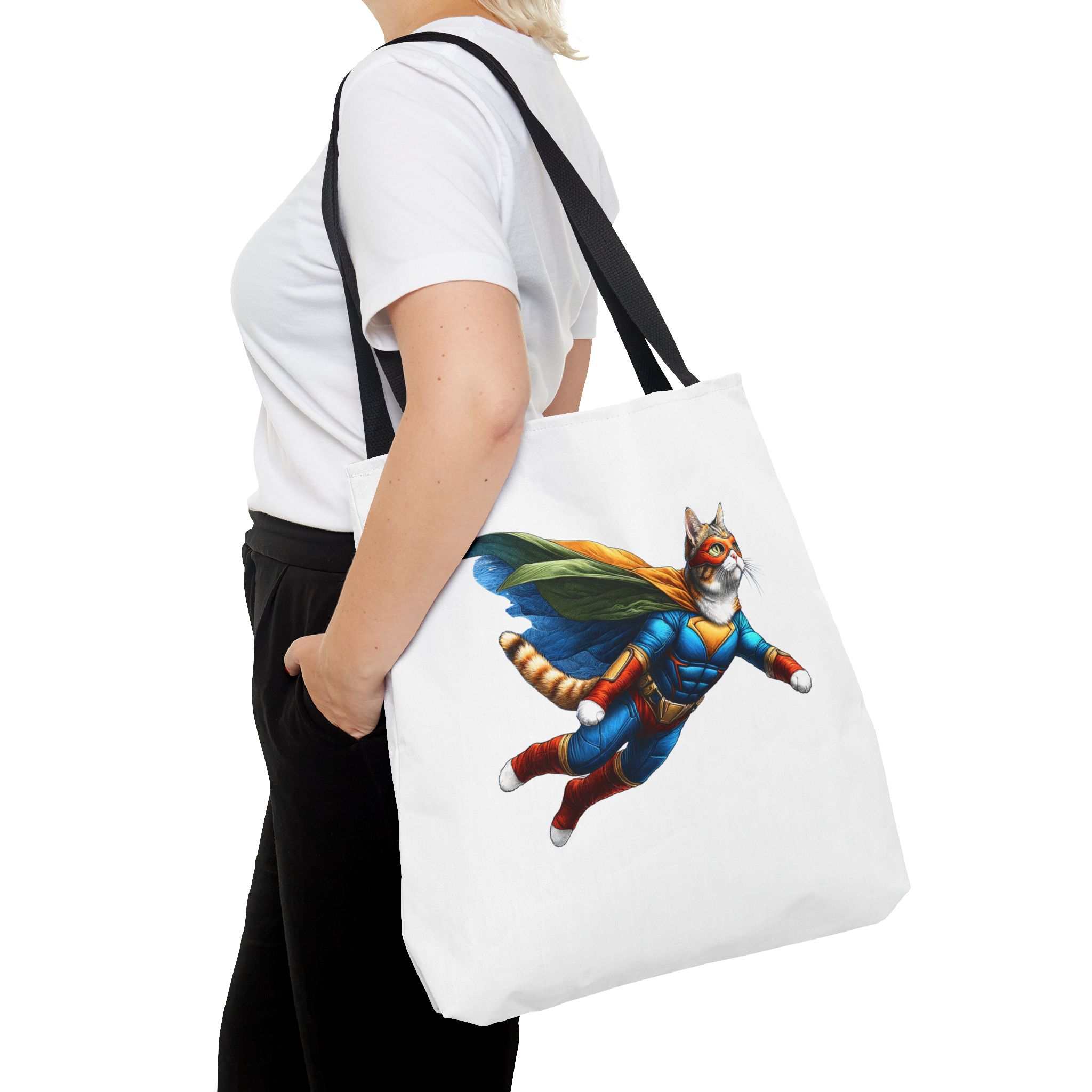 Copy of superhero tote bag cat canvas tote bag funny handbag fantasy purse kitten lover cool cat shoulder bag – Image 6