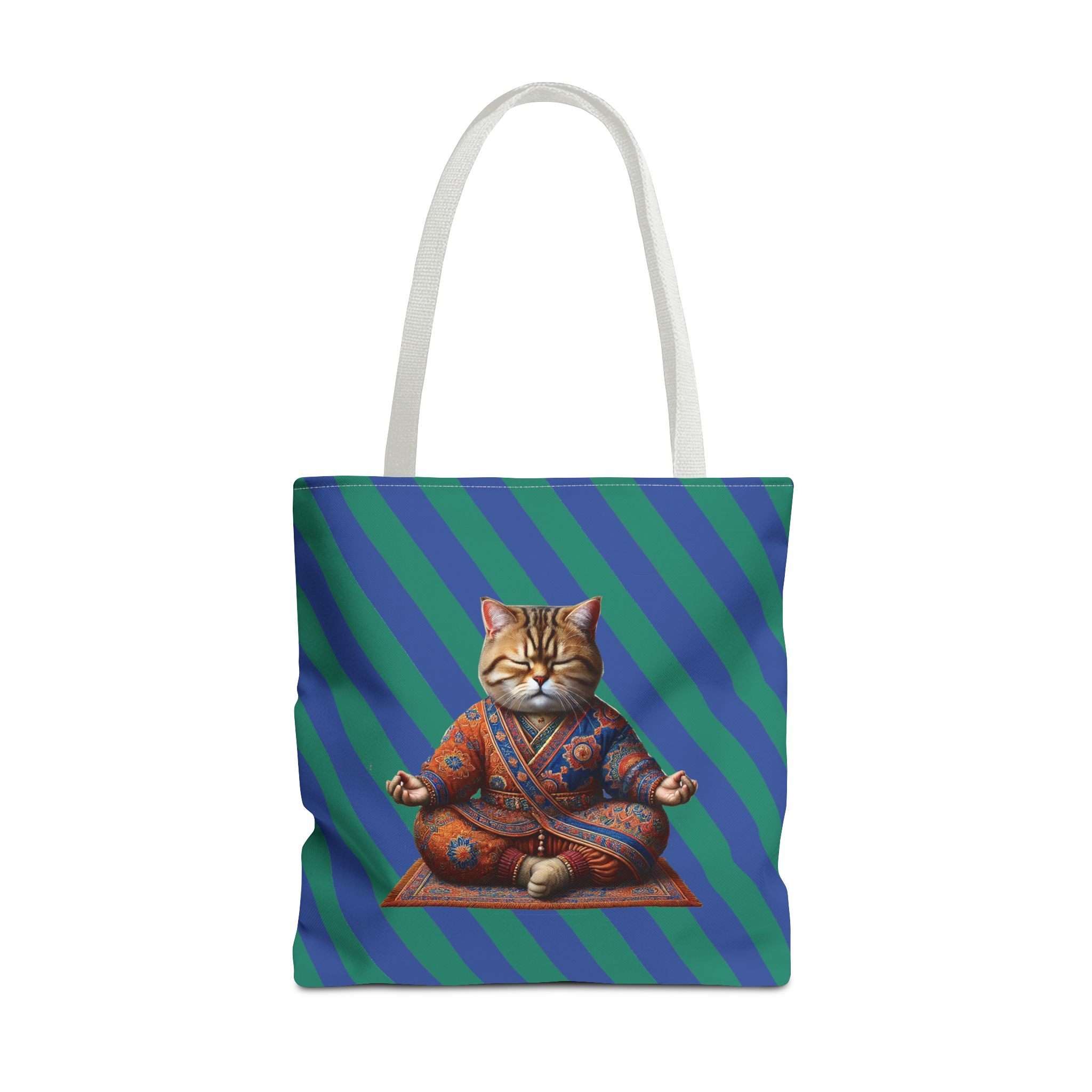 Canvas Tote bag Cat meditation handbag yoga bag vintage buddha mindfulness purse – Image 17