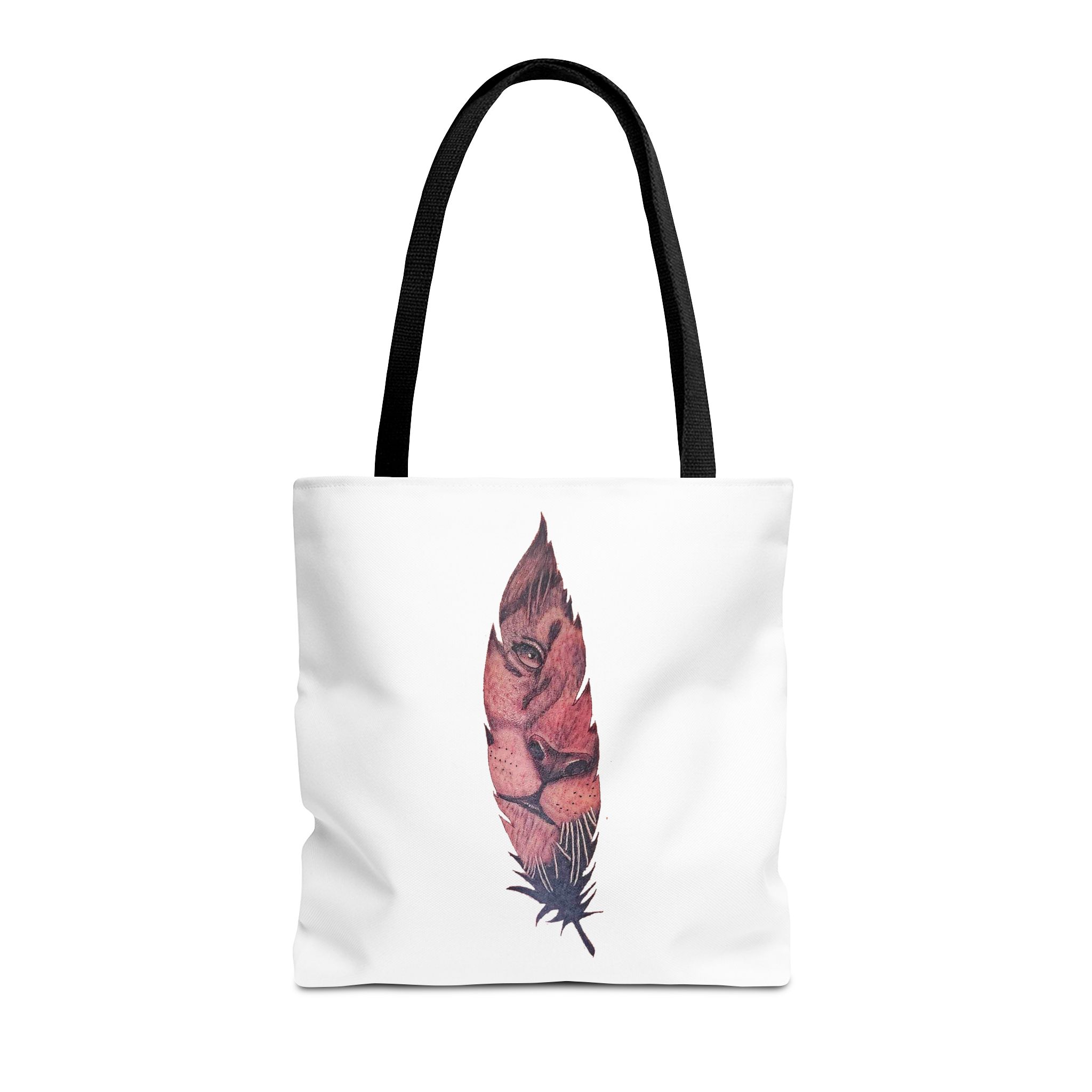 Canvas tote Surrealist Feather cute tote bag Art for the Bold Exclusive Dreamlike Drawing on Premium shoulder bag Lion – Image 3