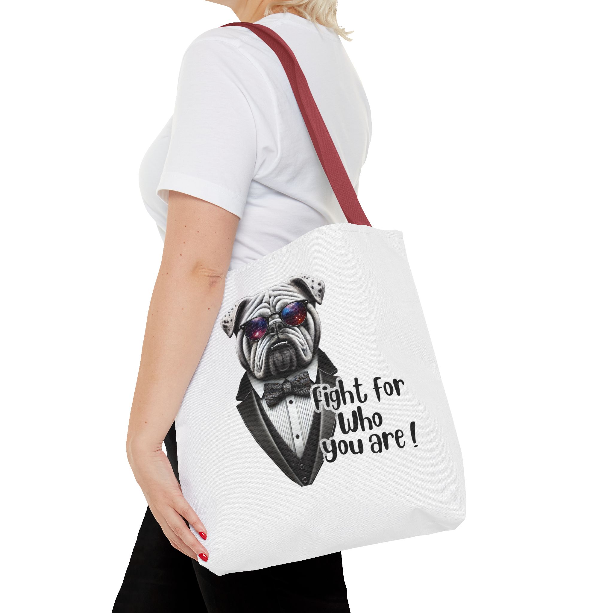 Canvas tote bag Vintage bag Motivational cute tote bag Bull dog design funny tote bag for self confidence shoulder bag – Image 10