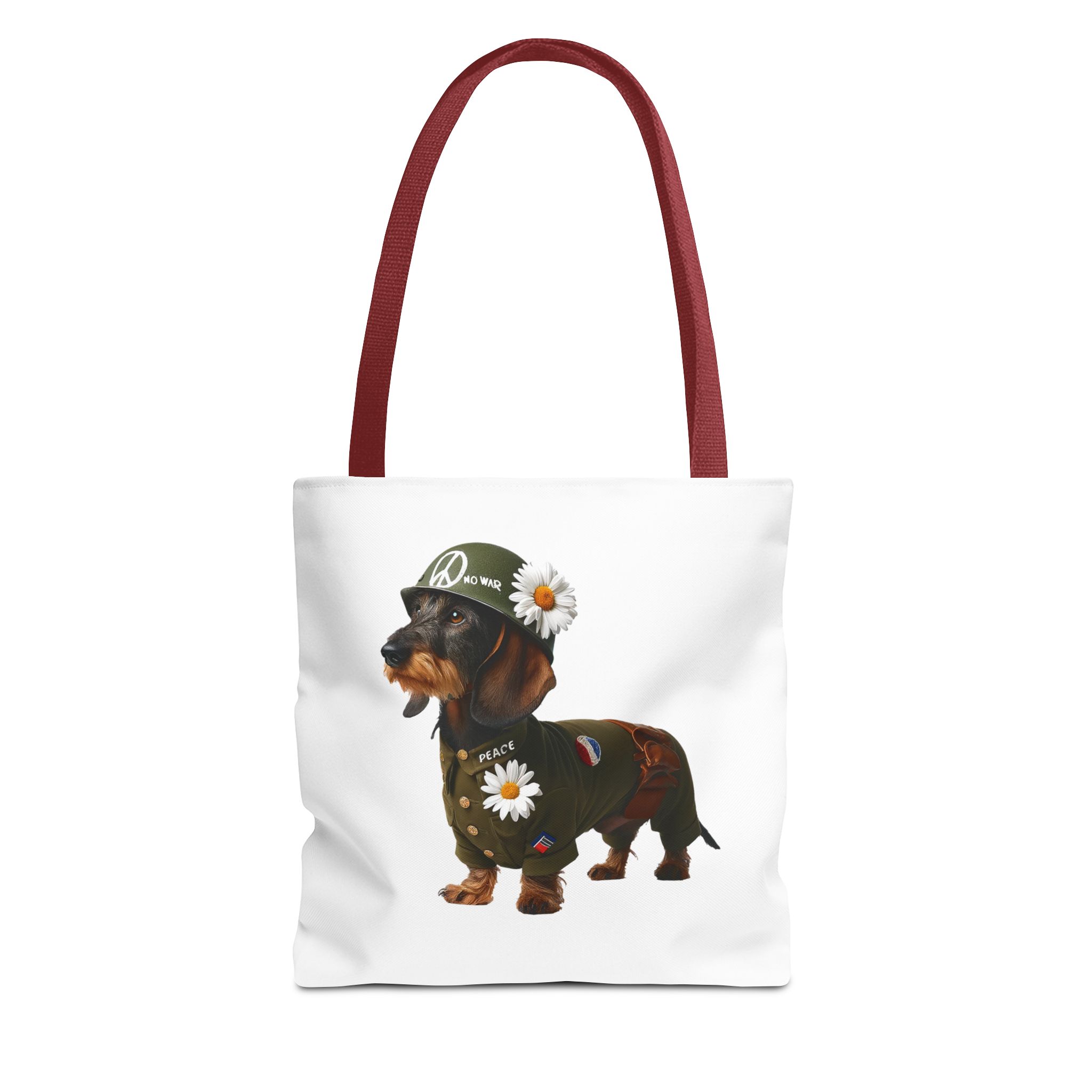 Dog Canvas tote bag dachshund cute tote bag Peace & Love Retro shoulder bag gift for her pet lover handbag dog purse puppy print – Image 7