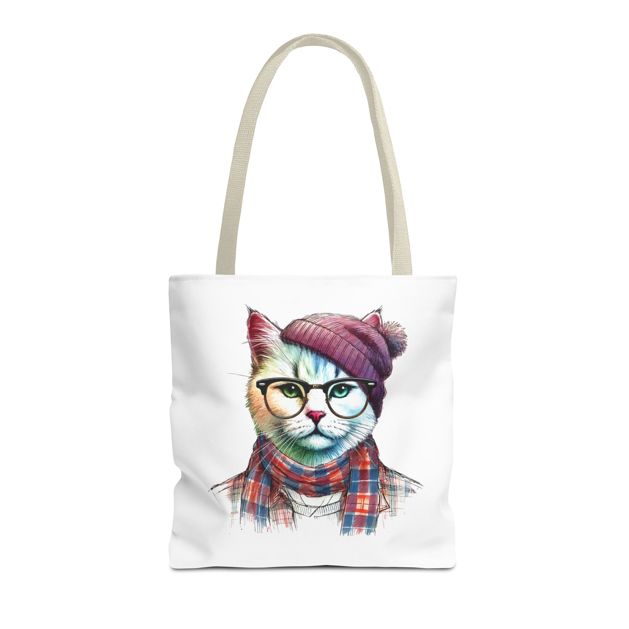 Cat hipster canvas tote bag pet lovers funny cute tote bag Hipster design handbag kitten design – Image 21