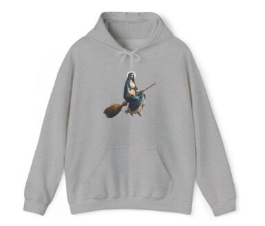 Gray Hoodie with Witch Design