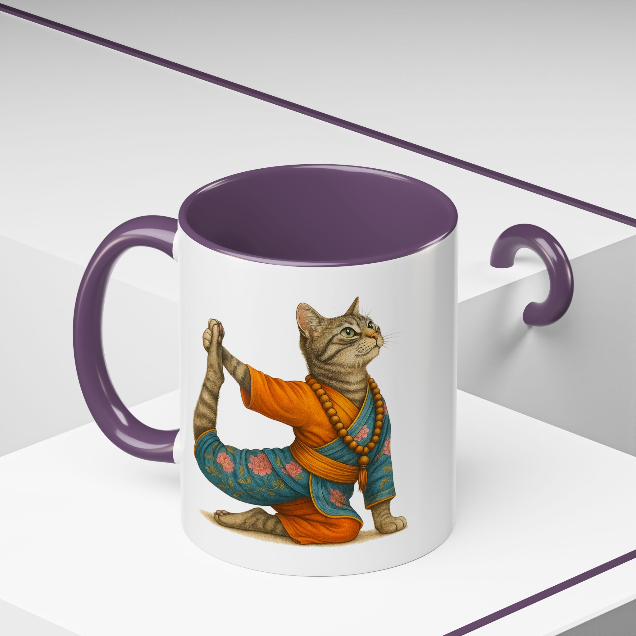 Tea mug Cat lover coffee cup cool gift for her office Mug yoga accessory kitten meditation pet mindfulness print - Image 48