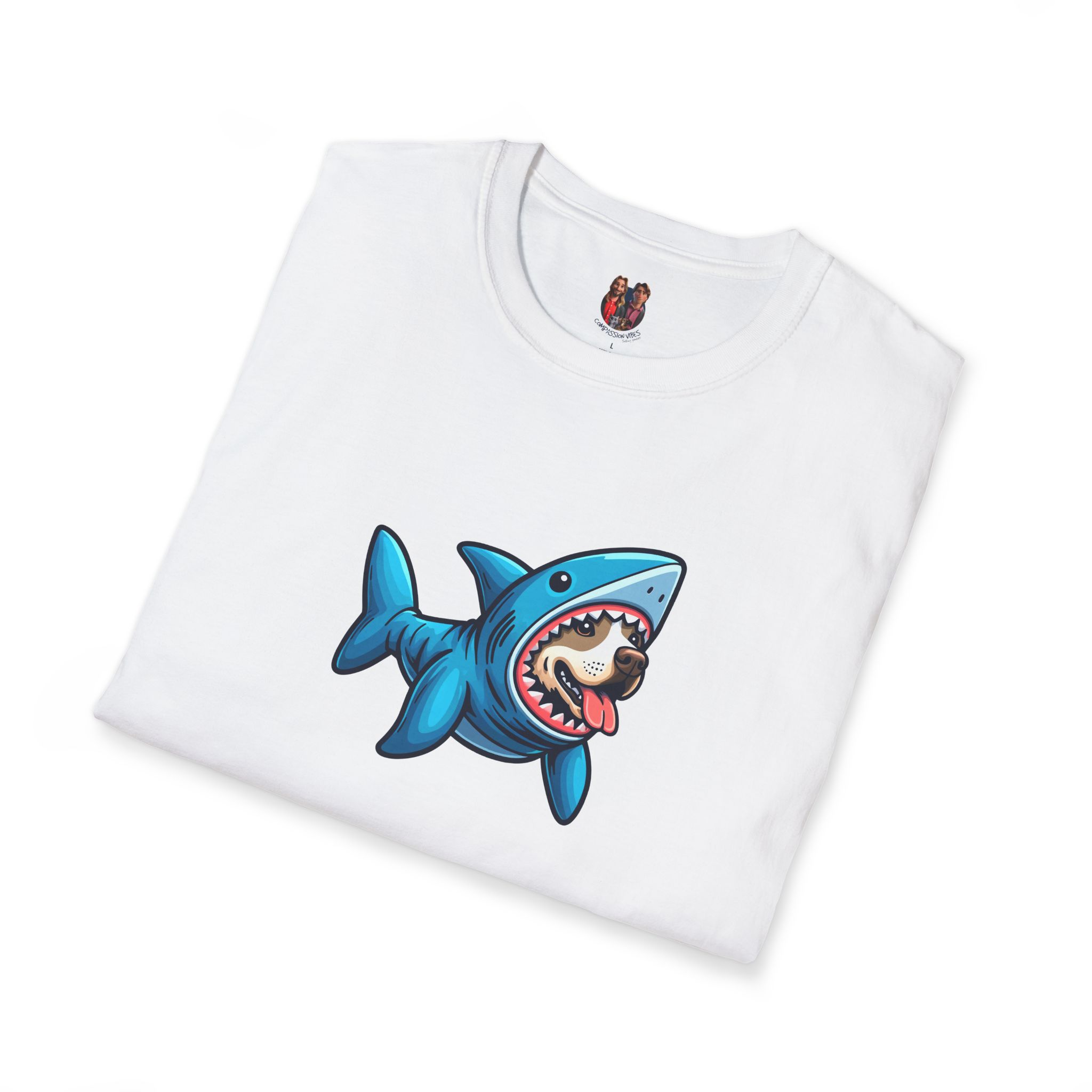 Funny tshirt shark graphic tee Dog Shark costume comfy shirt unisex puppy print pet lover dog apparel cool outfit - Image 3