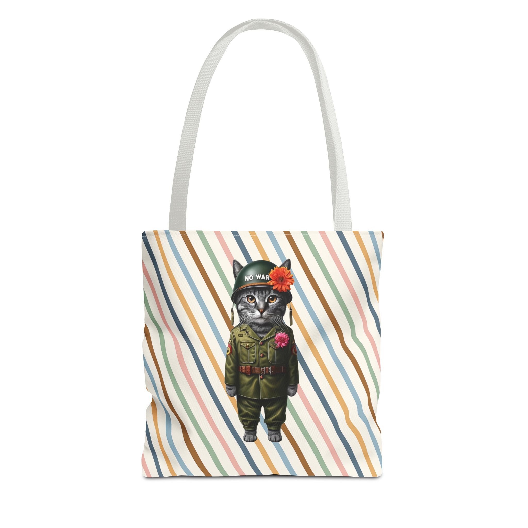 Funny Tote bag Cat Shoulder bag peace & love for peace pet lovers cute tote bag – Image 13