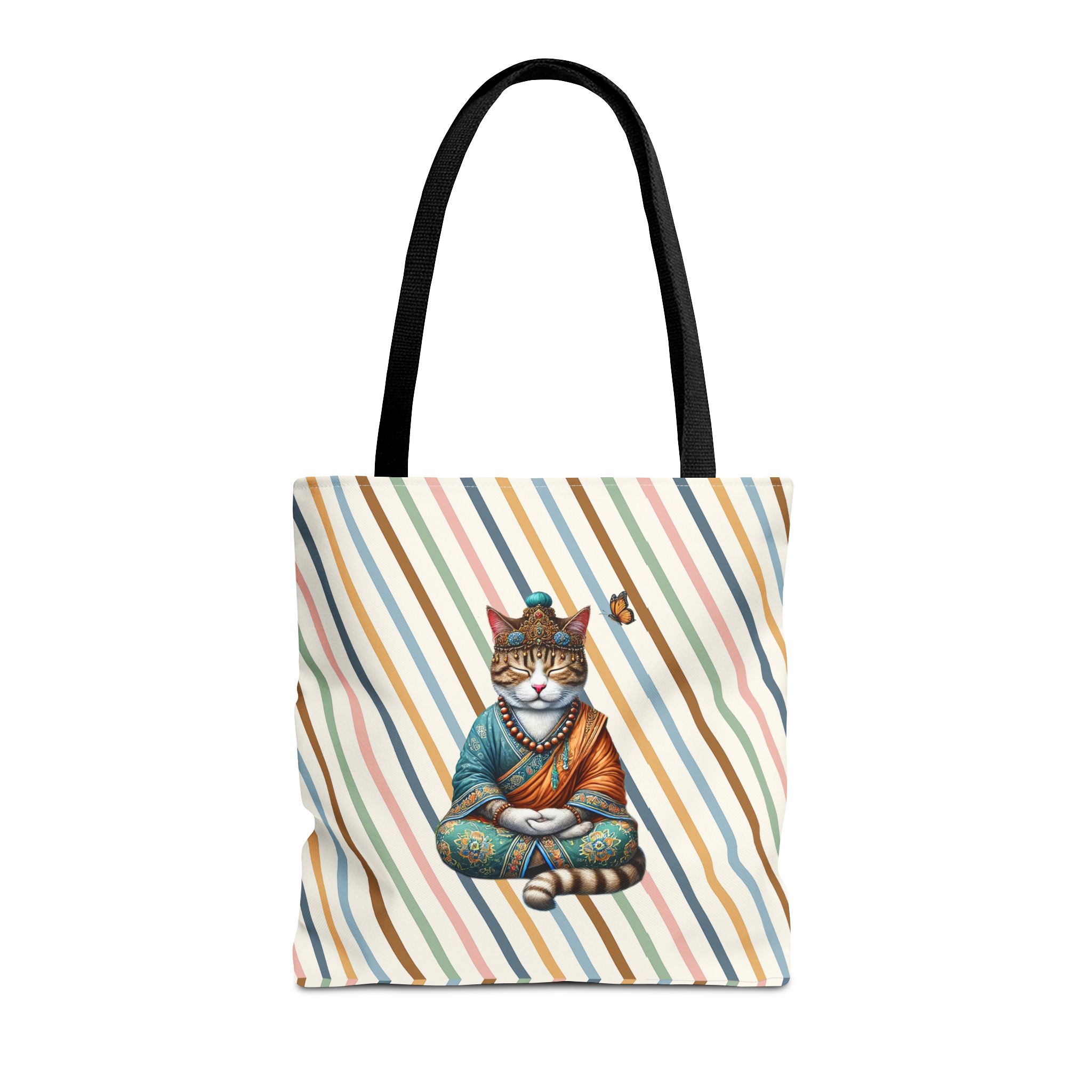 Canvas Tote bag Cat meditation handbag yoga bag vintage buddha mindfulness purse – Image 3