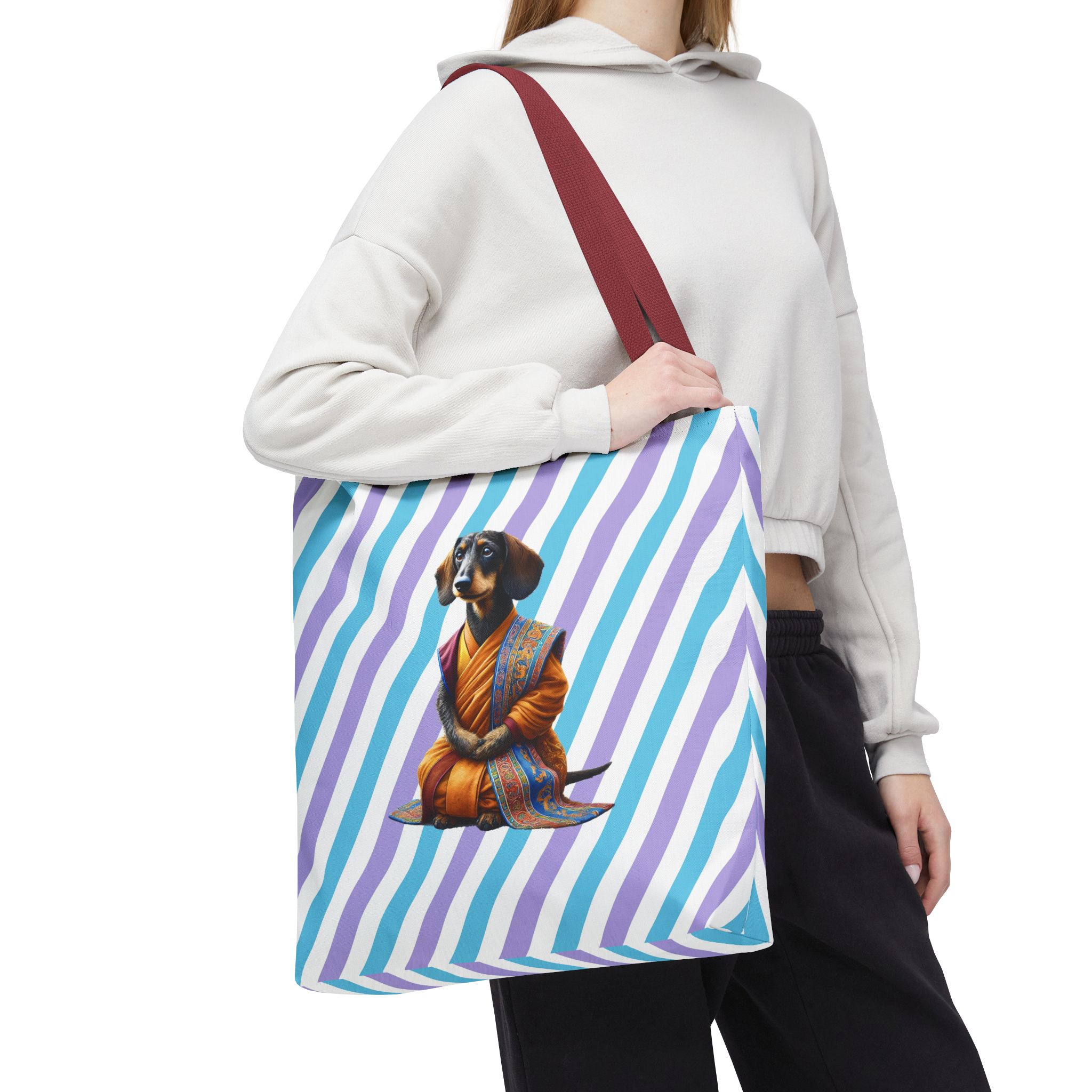 Meditation canvas tote bag Dog cute tote bag mindfulness design Dog funny gift colourful shoulder bag puppy purse - Image 12