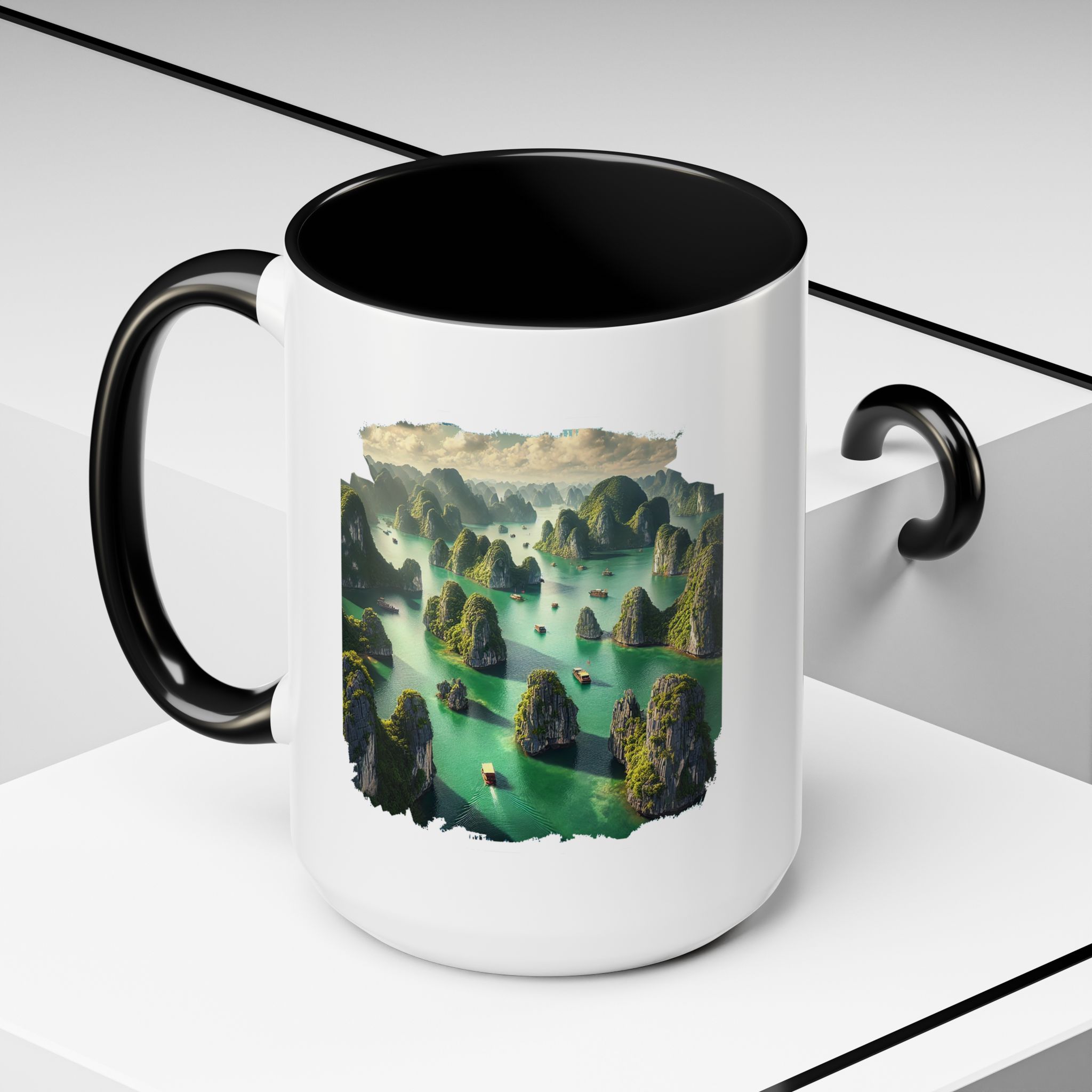 Boho mug landscape vietnam boho office mug ha long bay print nature cool gift coffee lover tea accessory unique cup – Image 24