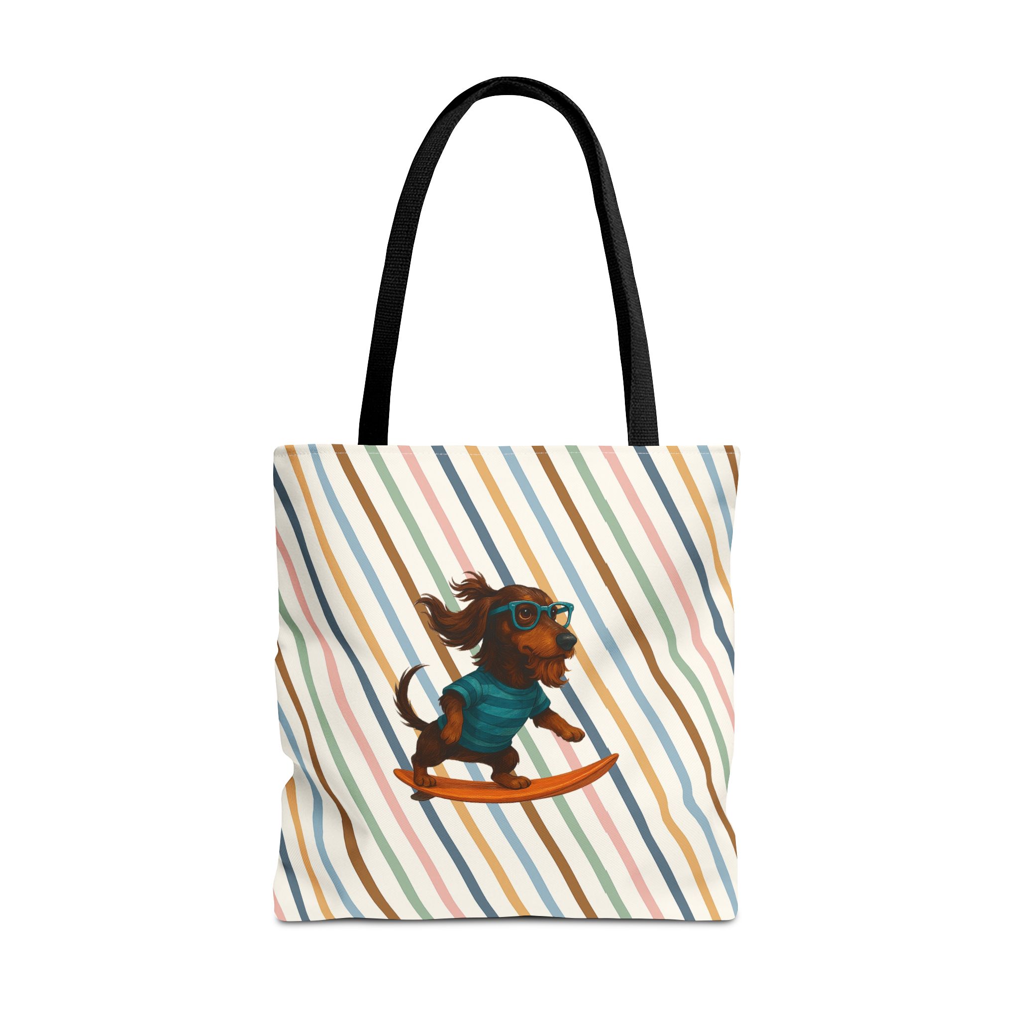 Cool canvas tote bag Dog Surfer tote bag dachshund lover gift shoulder bag surf handbag – Image 5