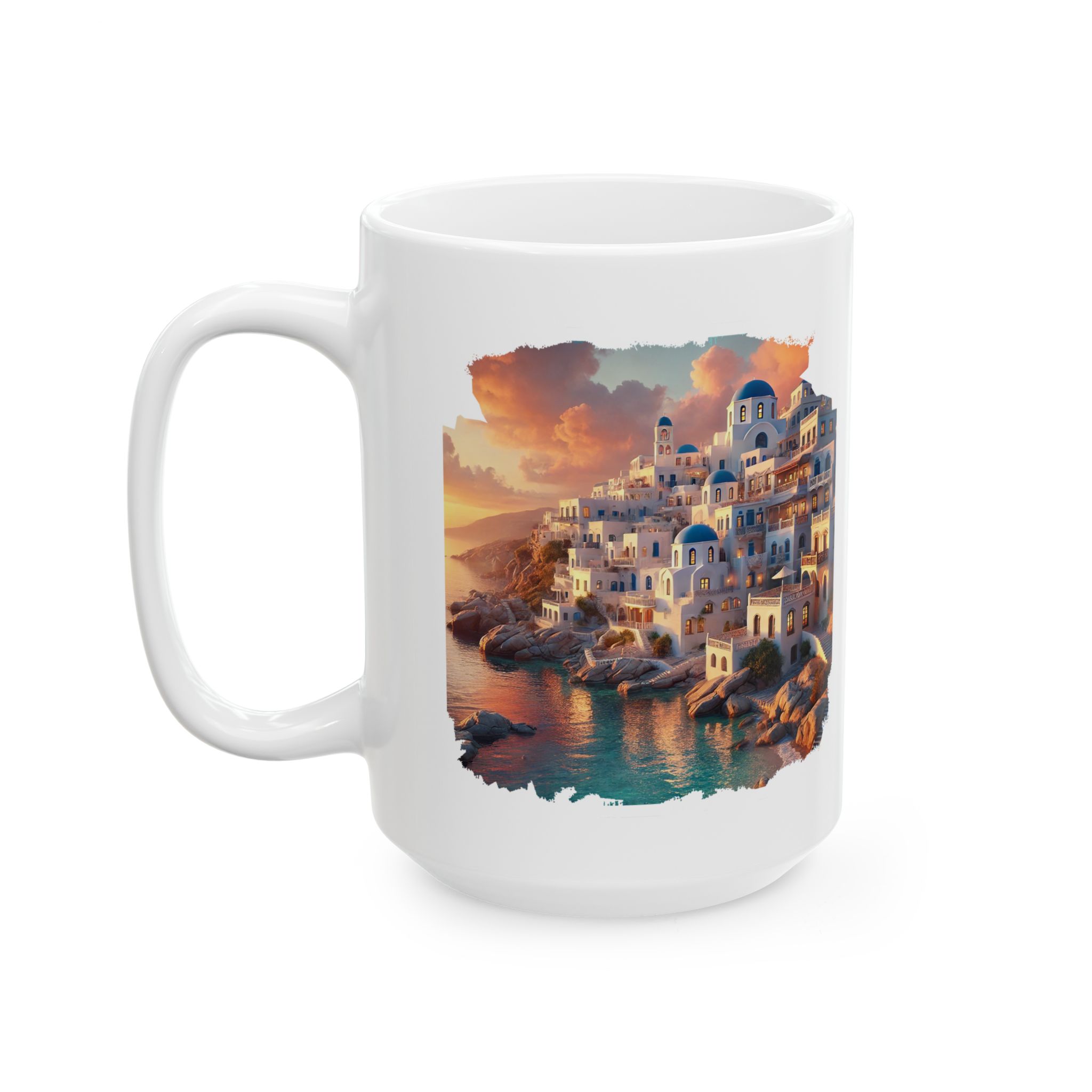 Office mug landscape Santorini caldera office mug nature print greece boho gift coffee cup tea accessory unique - Imagen 5