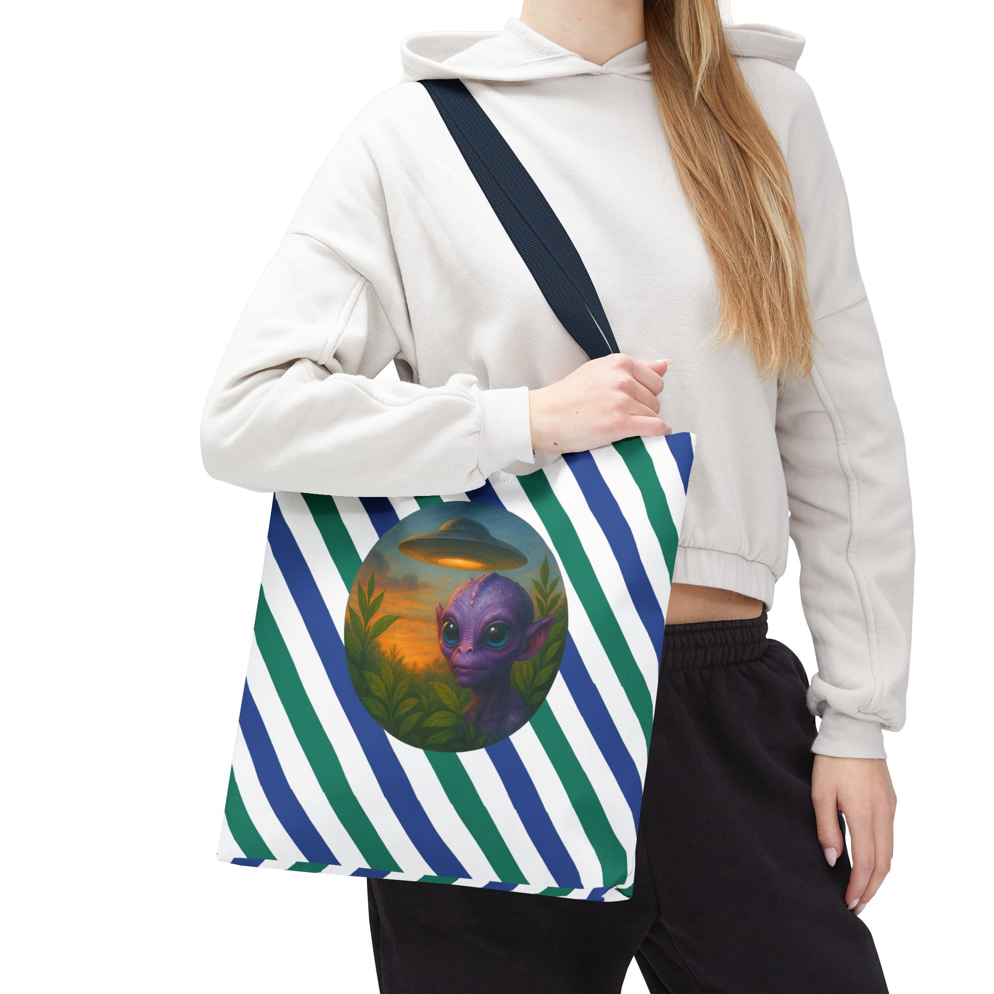 Alien shopping tote bag alien extraterrestrial whale fantasy funny retro cosmic vintage tote - Image 28