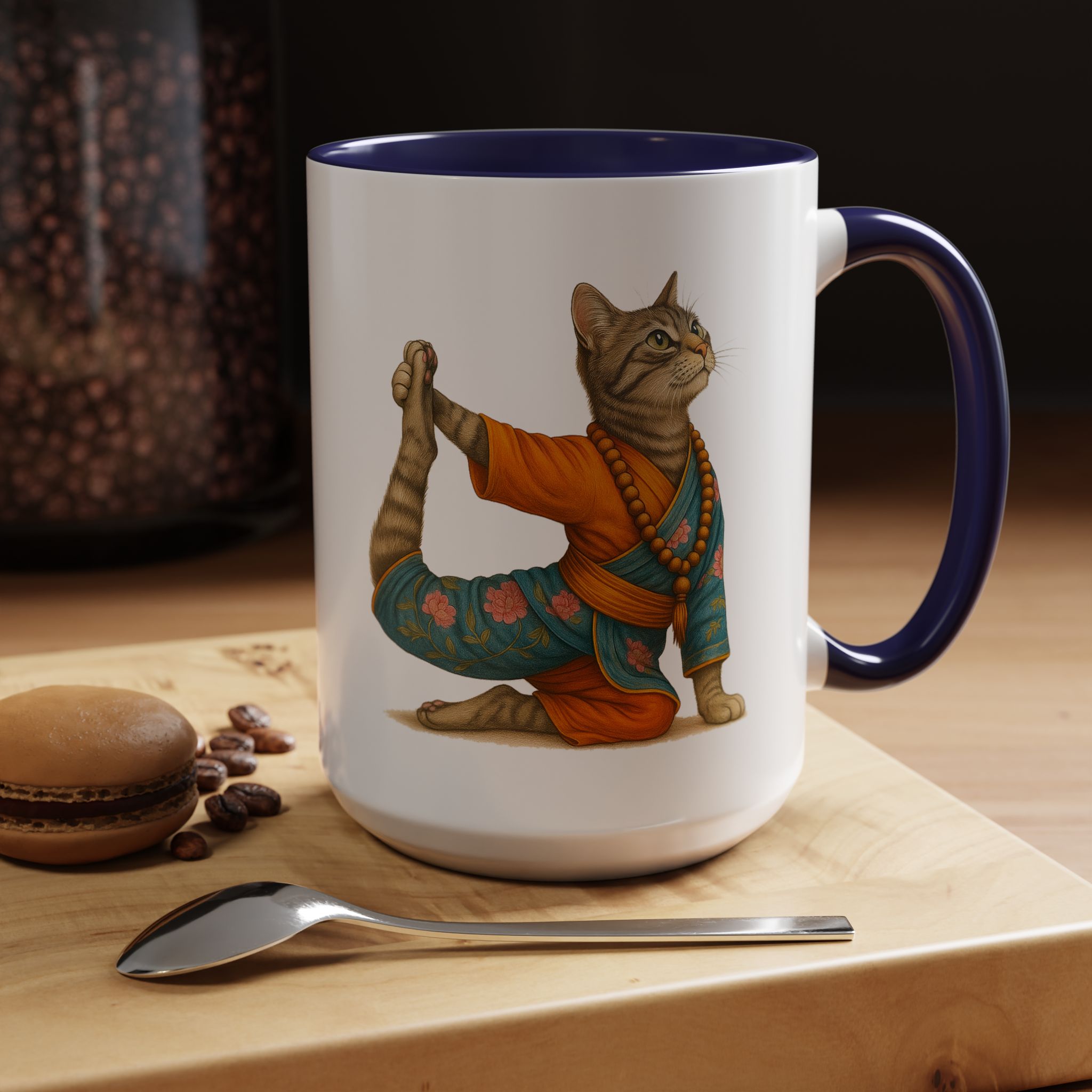 Tea mug Cat lover coffee cup cool gift for her office Mug yoga accessory kitten meditation pet mindfulness print - Image 23