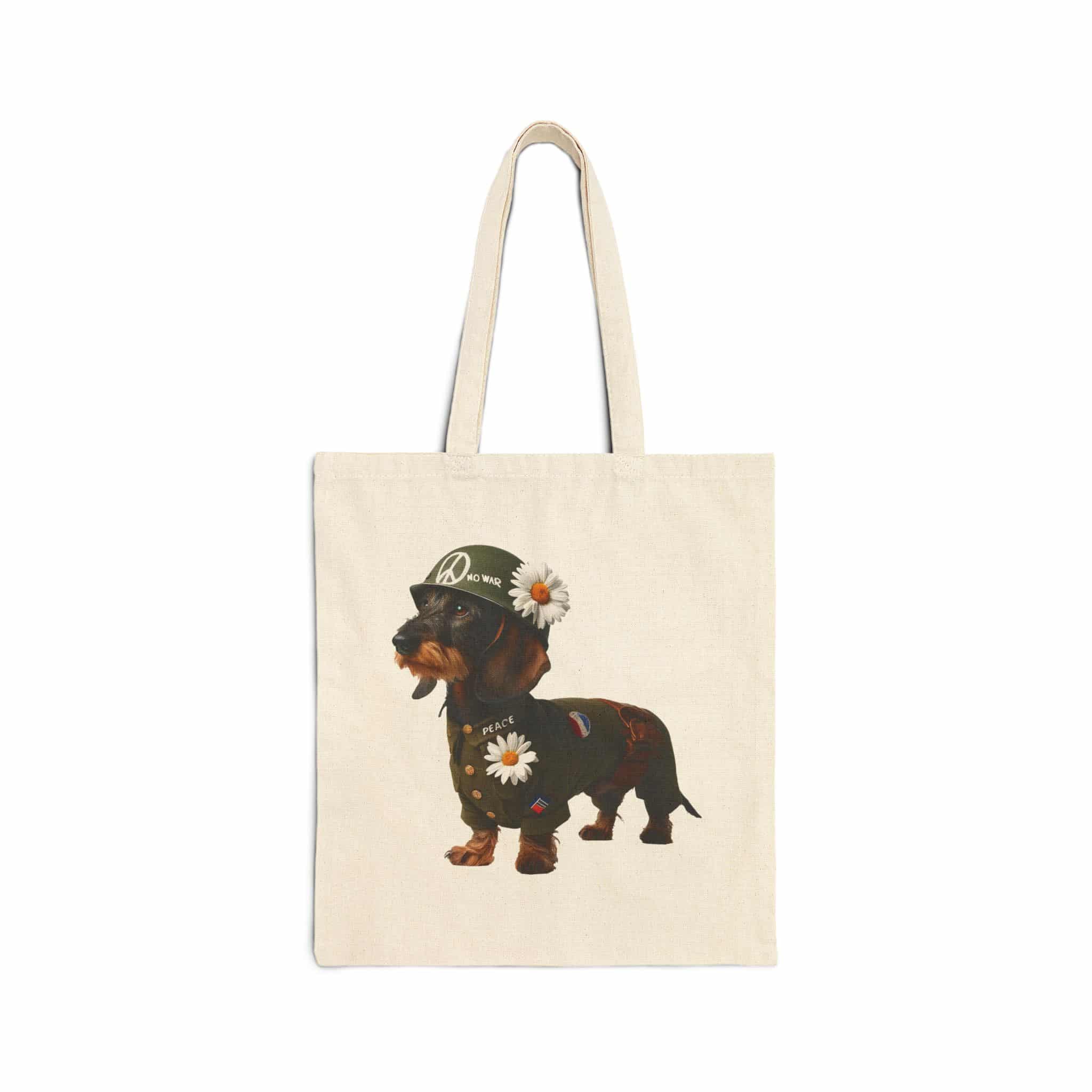 Dog Canvas tote bag dachshund cute tote bag Peace & Love Retro shoulder bag gift for her pet lover handbag dog purse puppy print