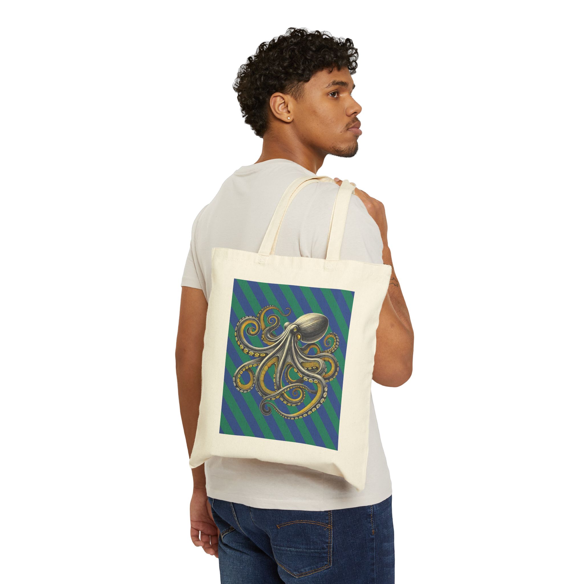 boho canvas tote bag octopus calligraphy handbag japanese clothing gift cool shoulder bag vintage apparel comfy - Image 2