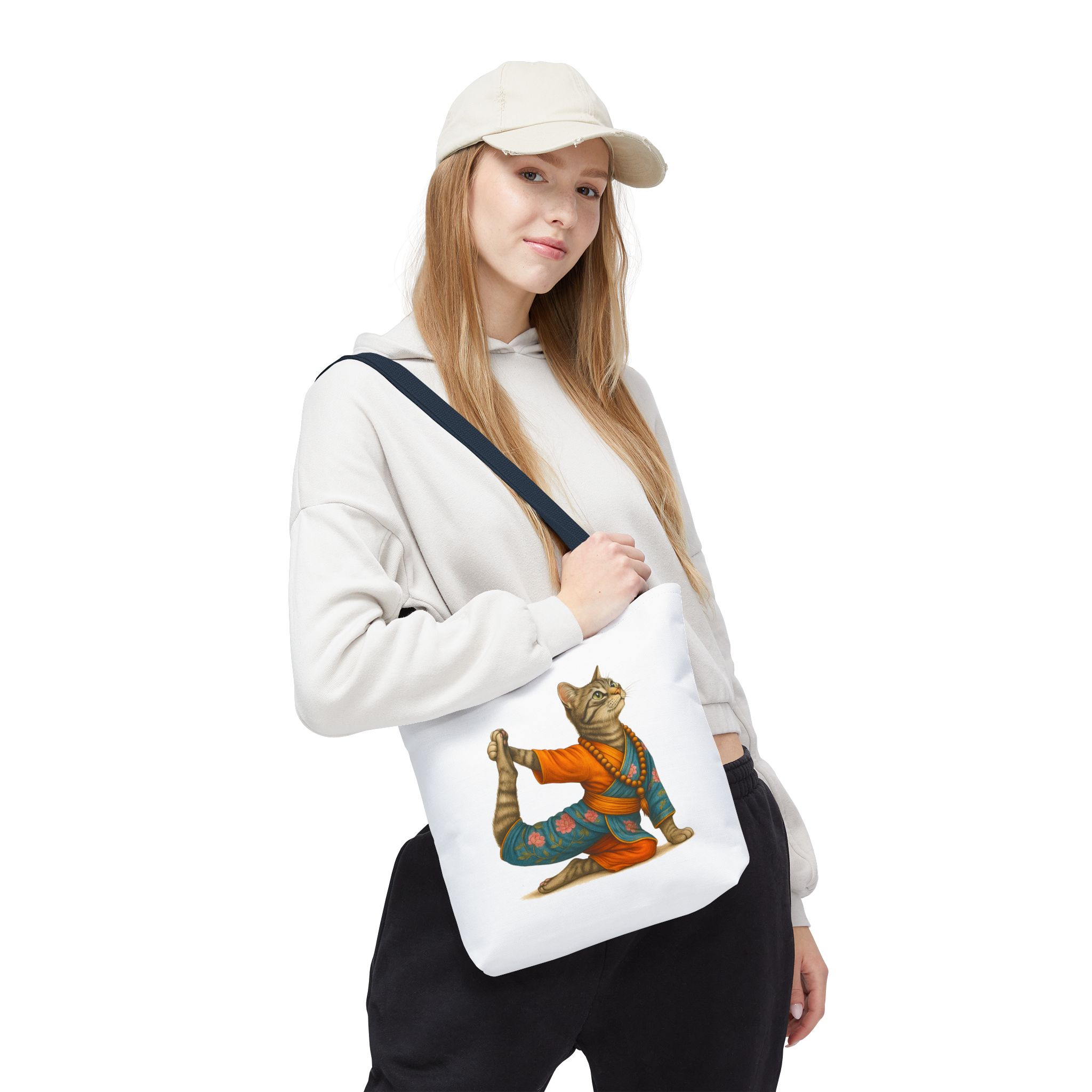 Cat Meditation Tote bag – Boho Cat handbag – Kitty Yoga purse spiritual print - Image 26