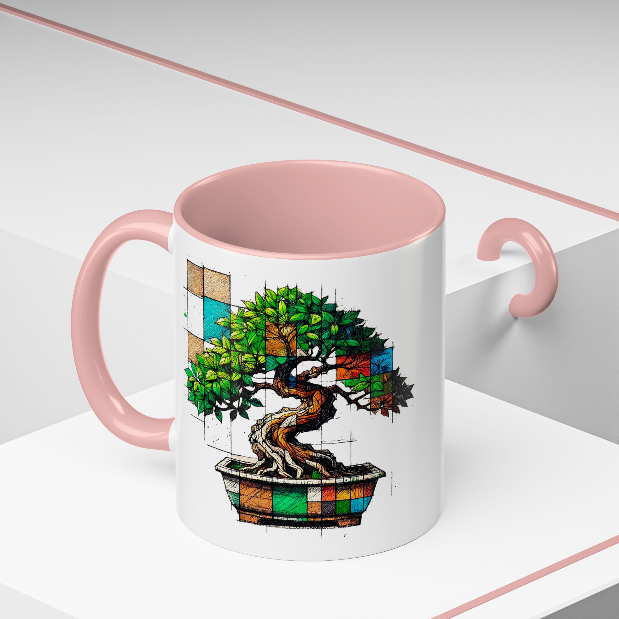 Bonsai mug zen nature style with original graphic pattern and cozy touch - Imagen 12