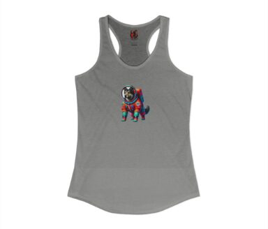 Gray Tank Top with Colorful Dog Design