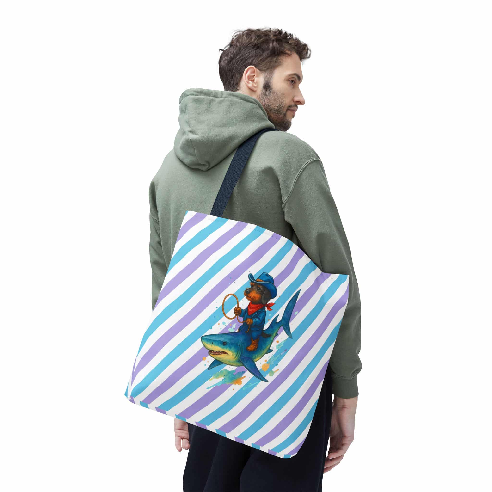 Cowboy purse – Shark Tote bag – Funny Dog tote bag cowboy print - Image 30