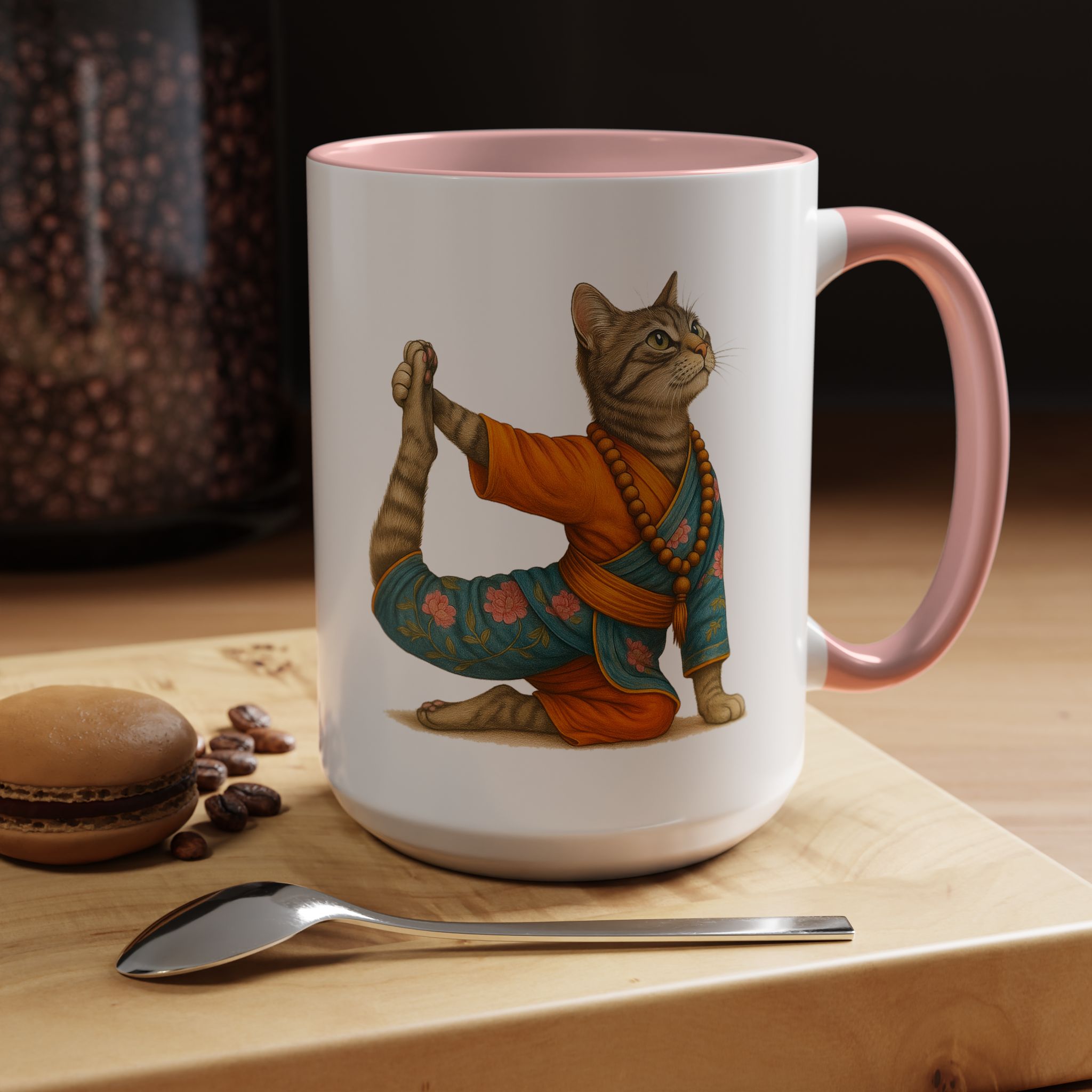 Tea mug Cat lover coffee cup cool gift for her office Mug yoga accessory kitten meditation pet mindfulness print - Image 27