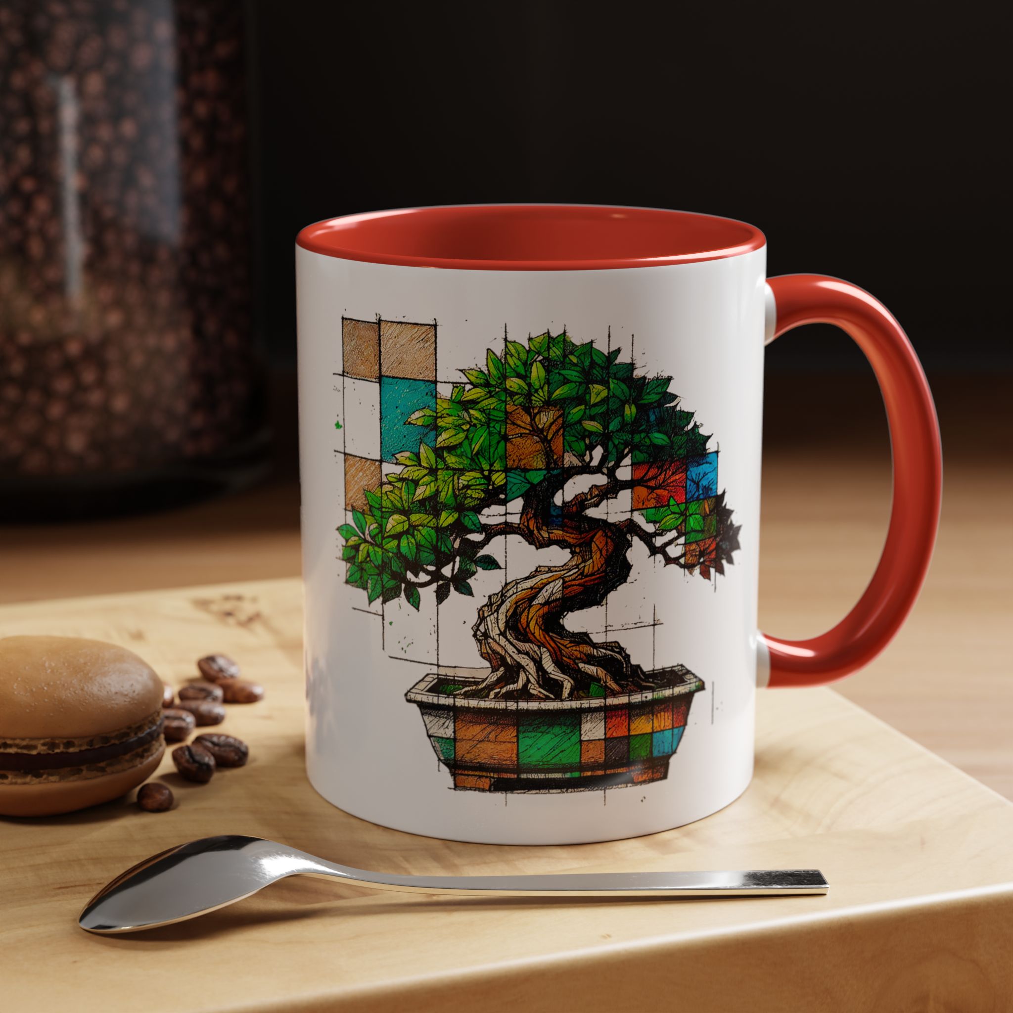Bonsai mug zen nature style with original graphic pattern and cozy touch - Imagen 15