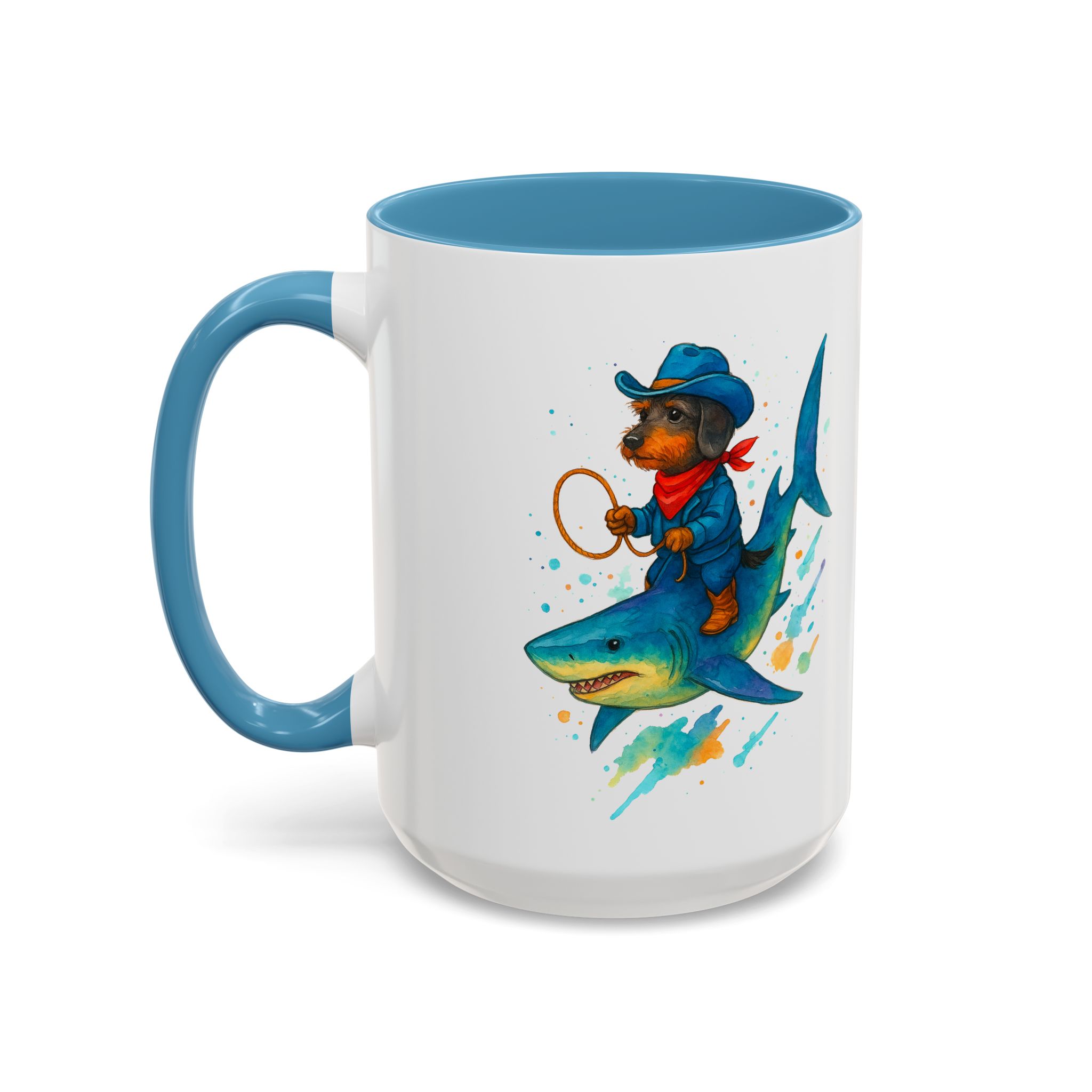 Funny Mug coffee lover Cowboy gift for him tea cup unique riding a shark mug office accessory shark design cowboy - Image 38