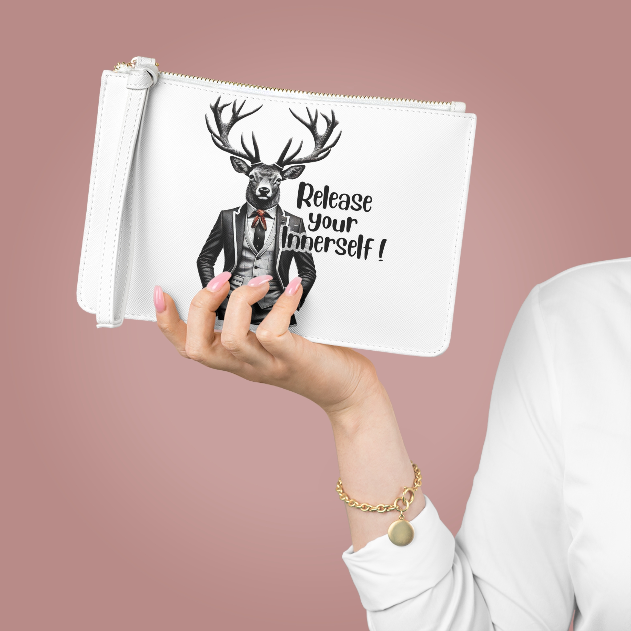 Clutch bag Motivational funny clutch bag cool vintage bag deer design evening bag for self confidence purse