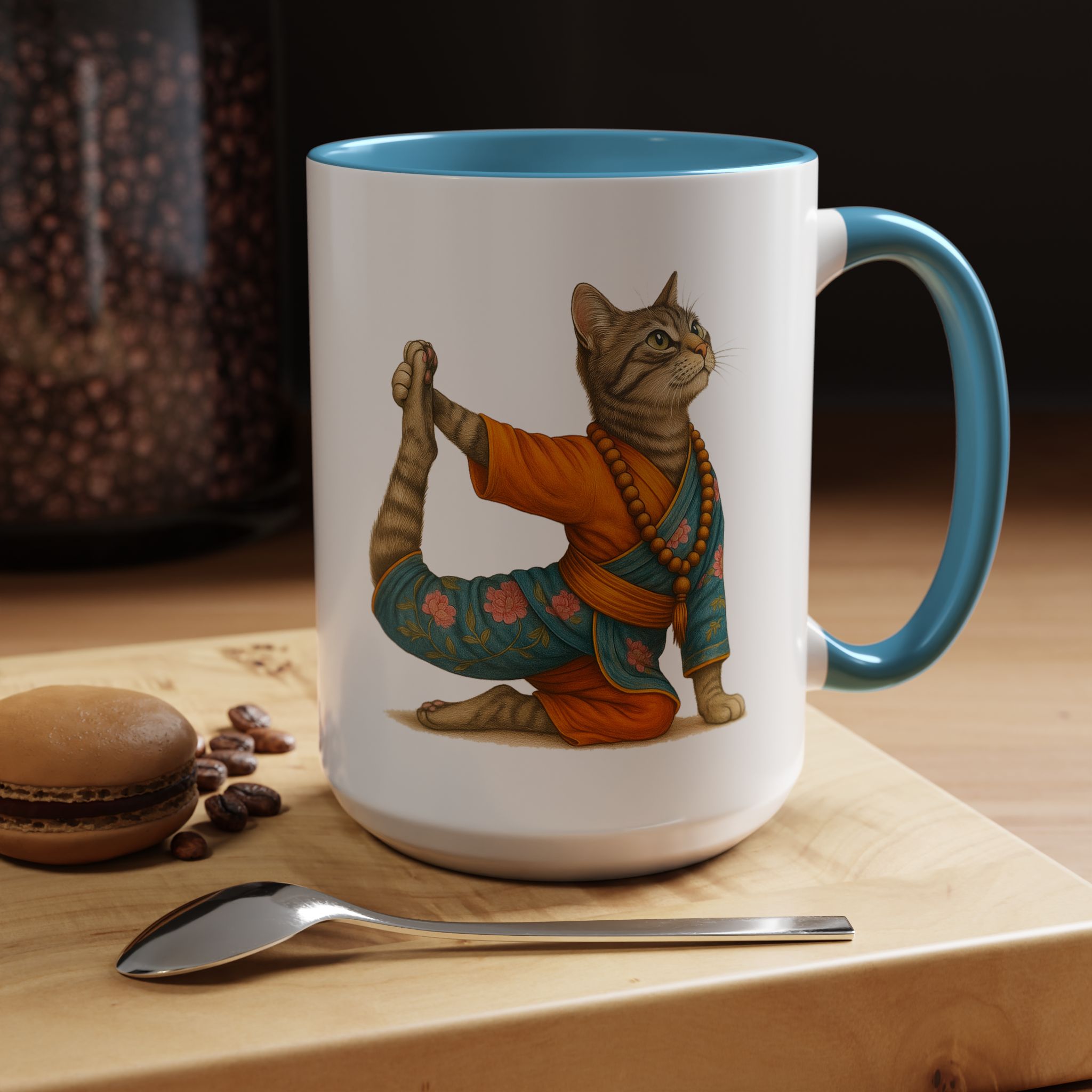 Tea mug Cat lover coffee cup cool gift for her office Mug yoga accessory kitten meditation pet mindfulness print - Image 39