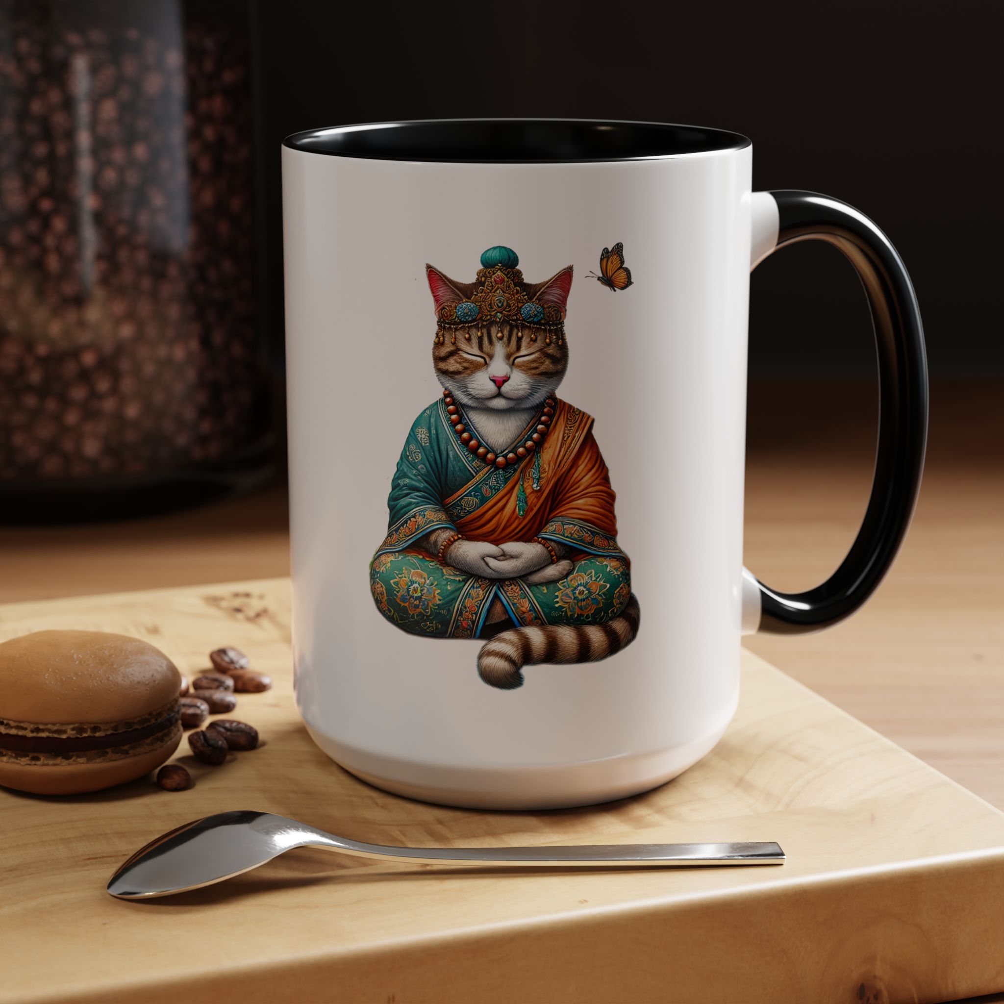 Coffee Mug meditation unique Mug cat lover tea cup yoga gift for her mindfulness accessory pet design – Image 23