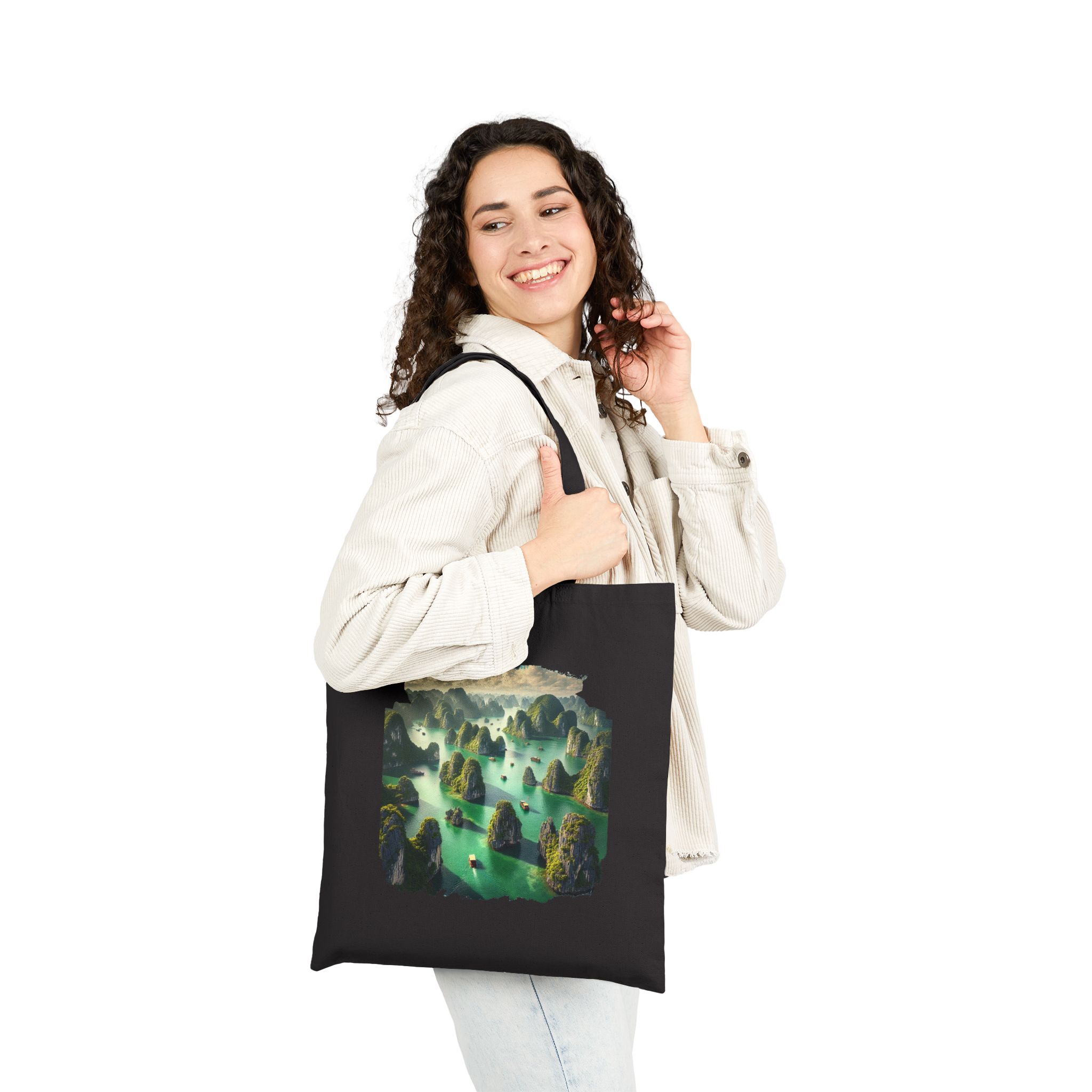 Canvas Tote bag landscape vietnam boho Bag ha long bay print nature cool clothing gift unique Handbag vintage - Image 7