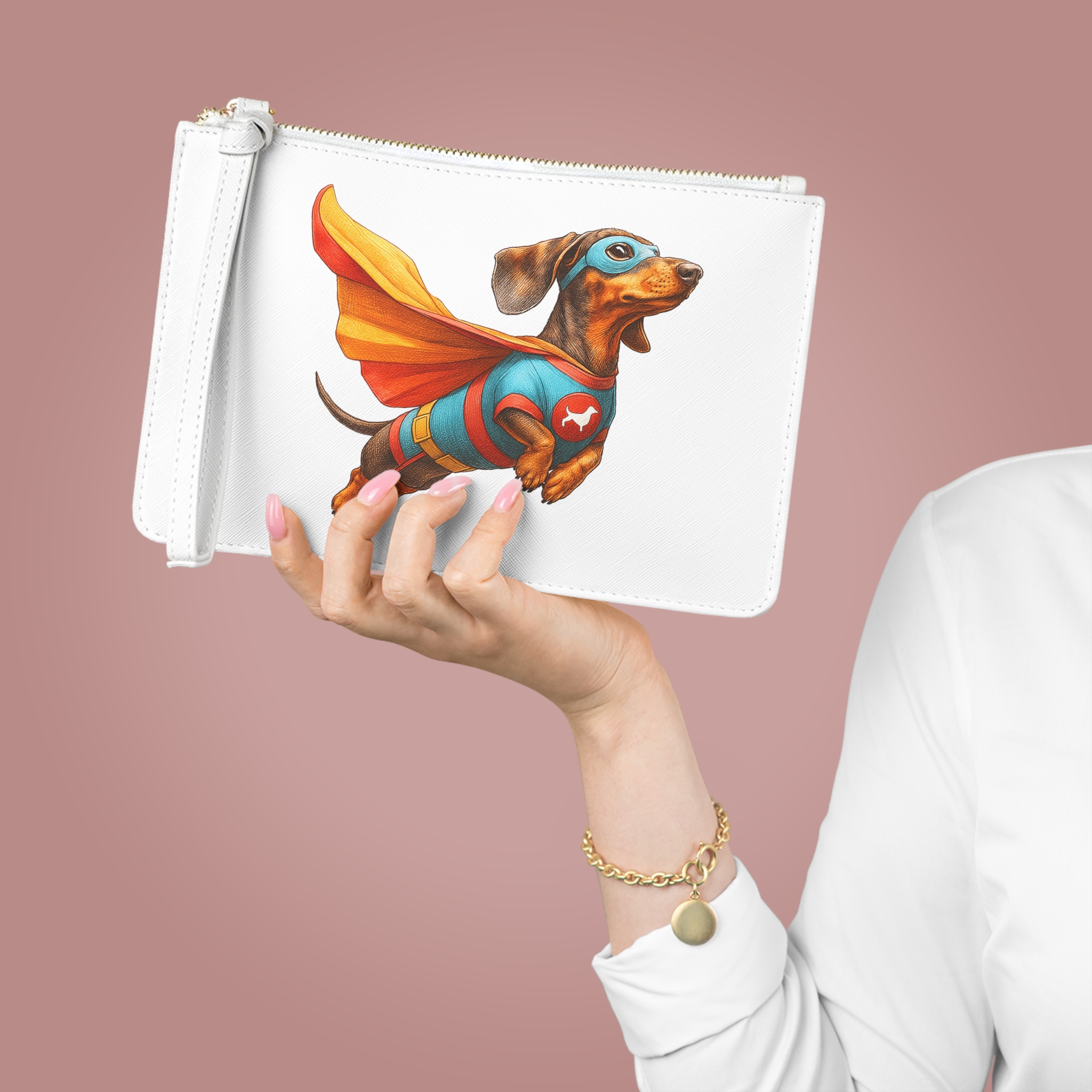 Funny clutch bag Superhero evening bag dachshund super hero purse fantasy gift dog purse