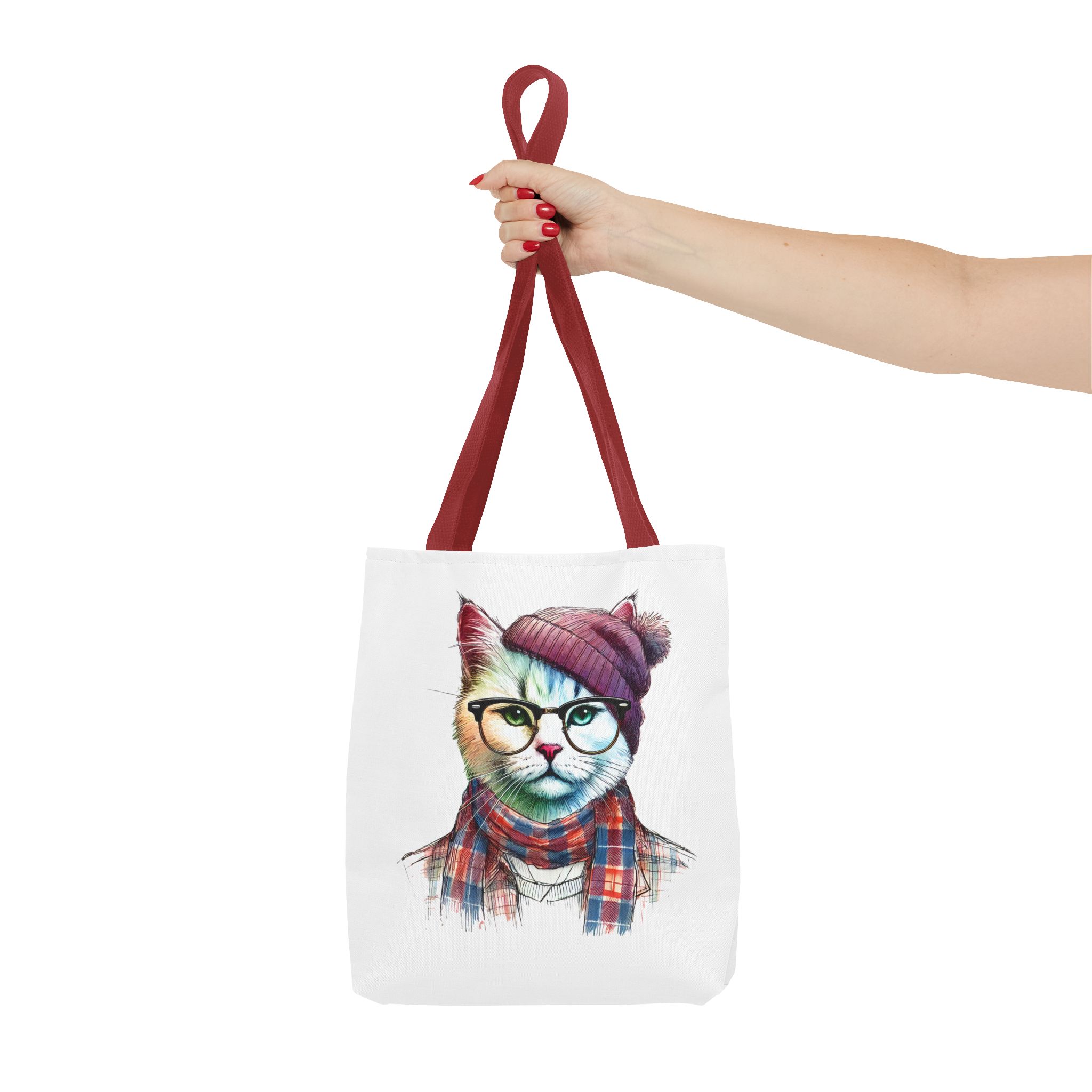 Cat hipster canvas tote bag pet lovers funny cute tote bag Hipster design handbag kitten design – Image 8